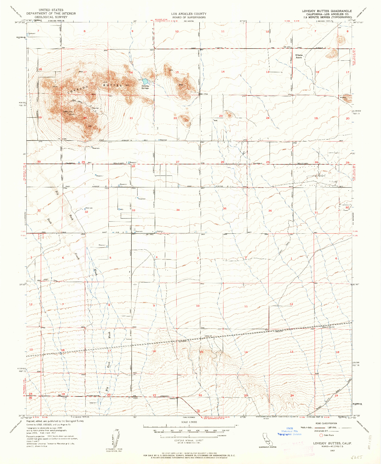 USGS 1:24000-SCALE QUADRANGLE FOR LOVEJOY BUTTES, CA 1957