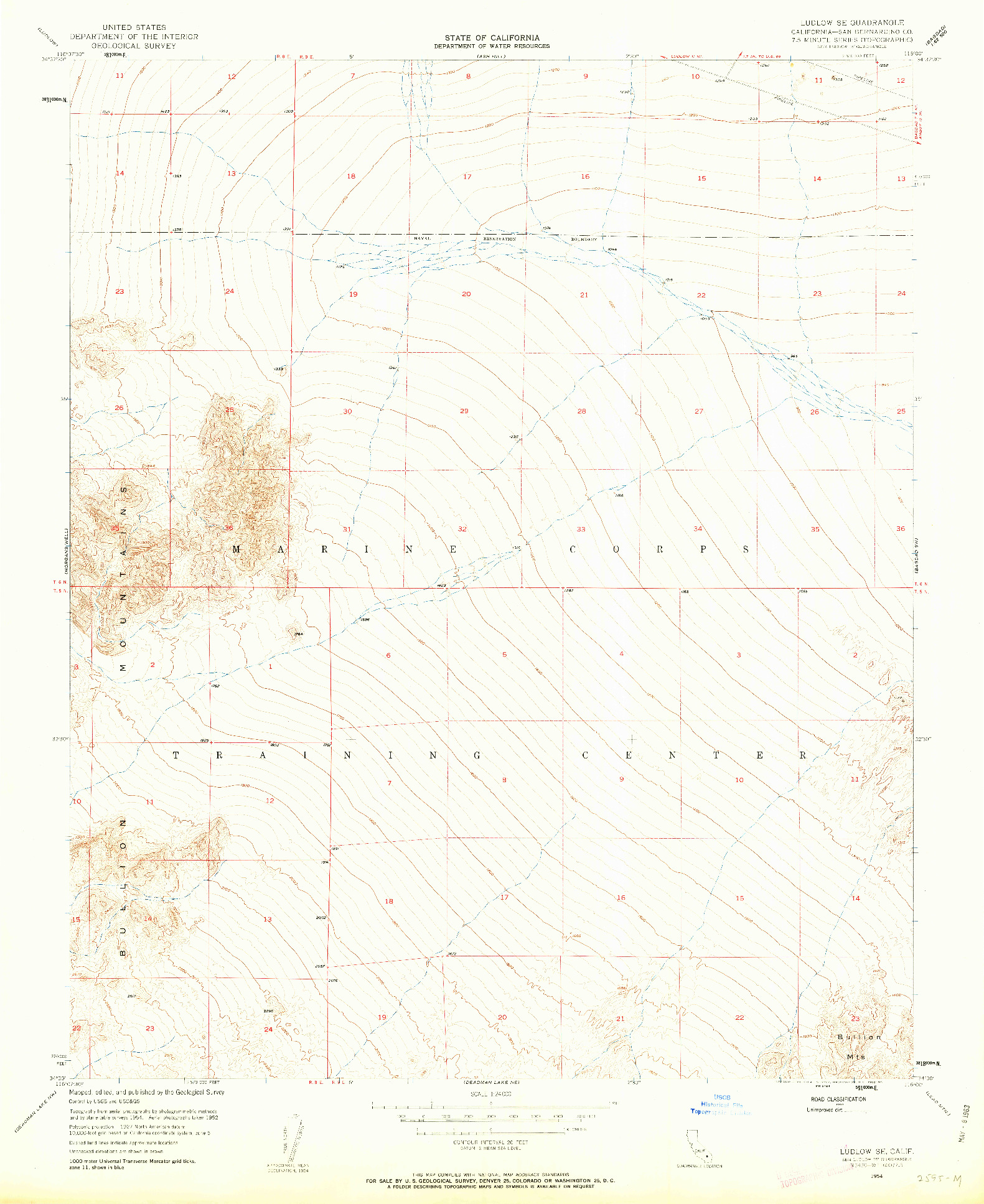 USGS 1:24000-SCALE QUADRANGLE FOR LUDLOW SE, CA 1954