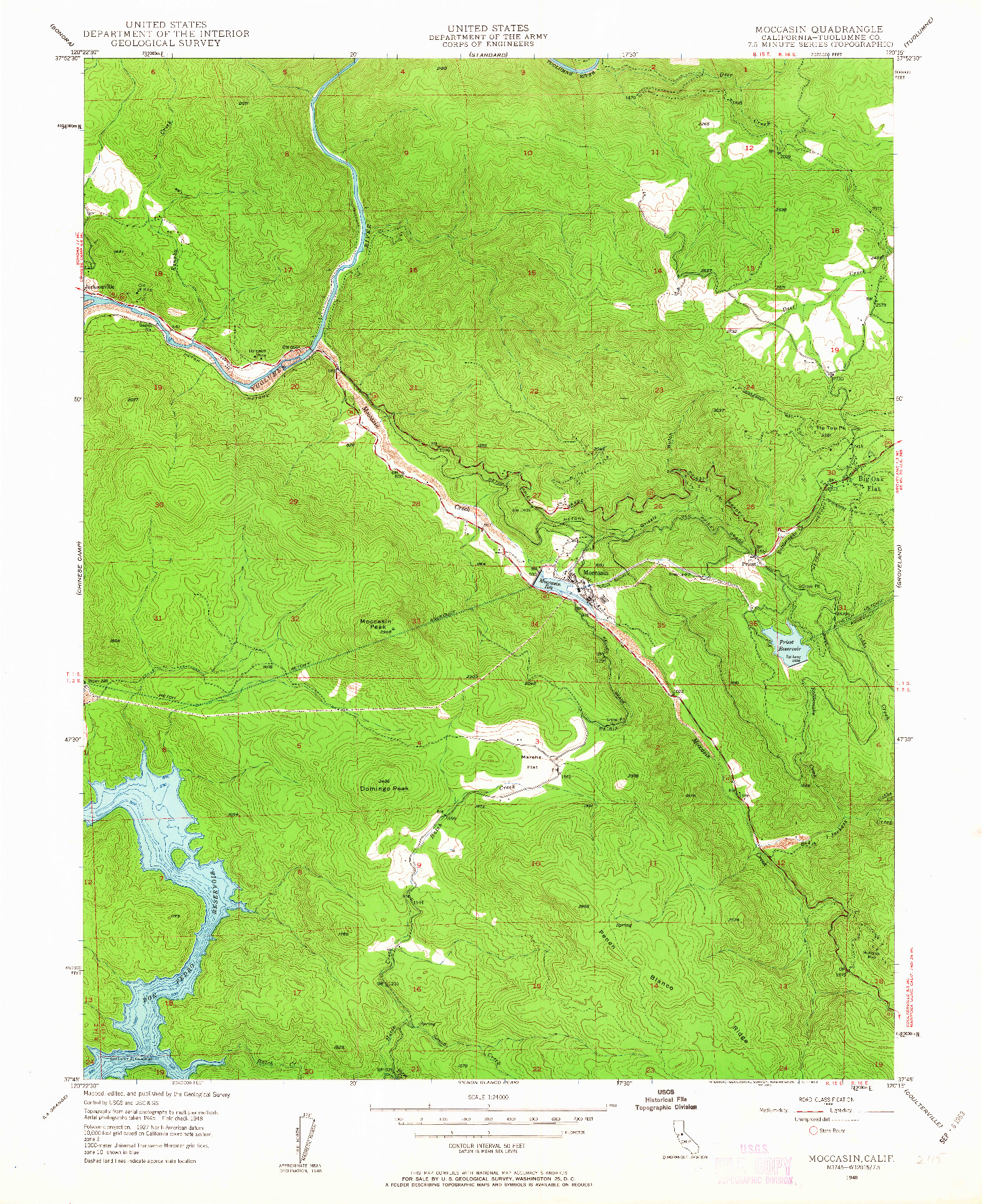 USGS 1:24000-SCALE QUADRANGLE FOR MOCCASIN, CA 1948