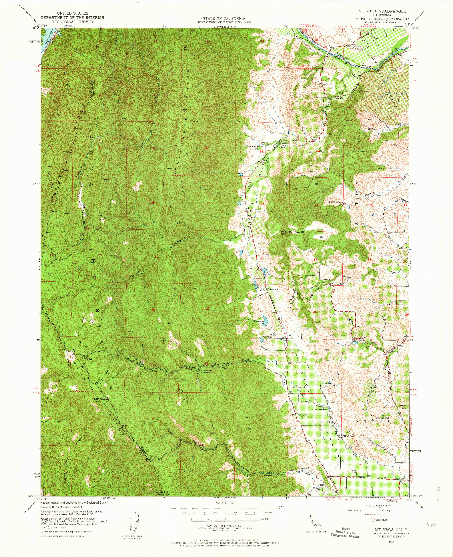 USGS 1:24000-SCALE QUADRANGLE FOR MT. VACA, CA 1951