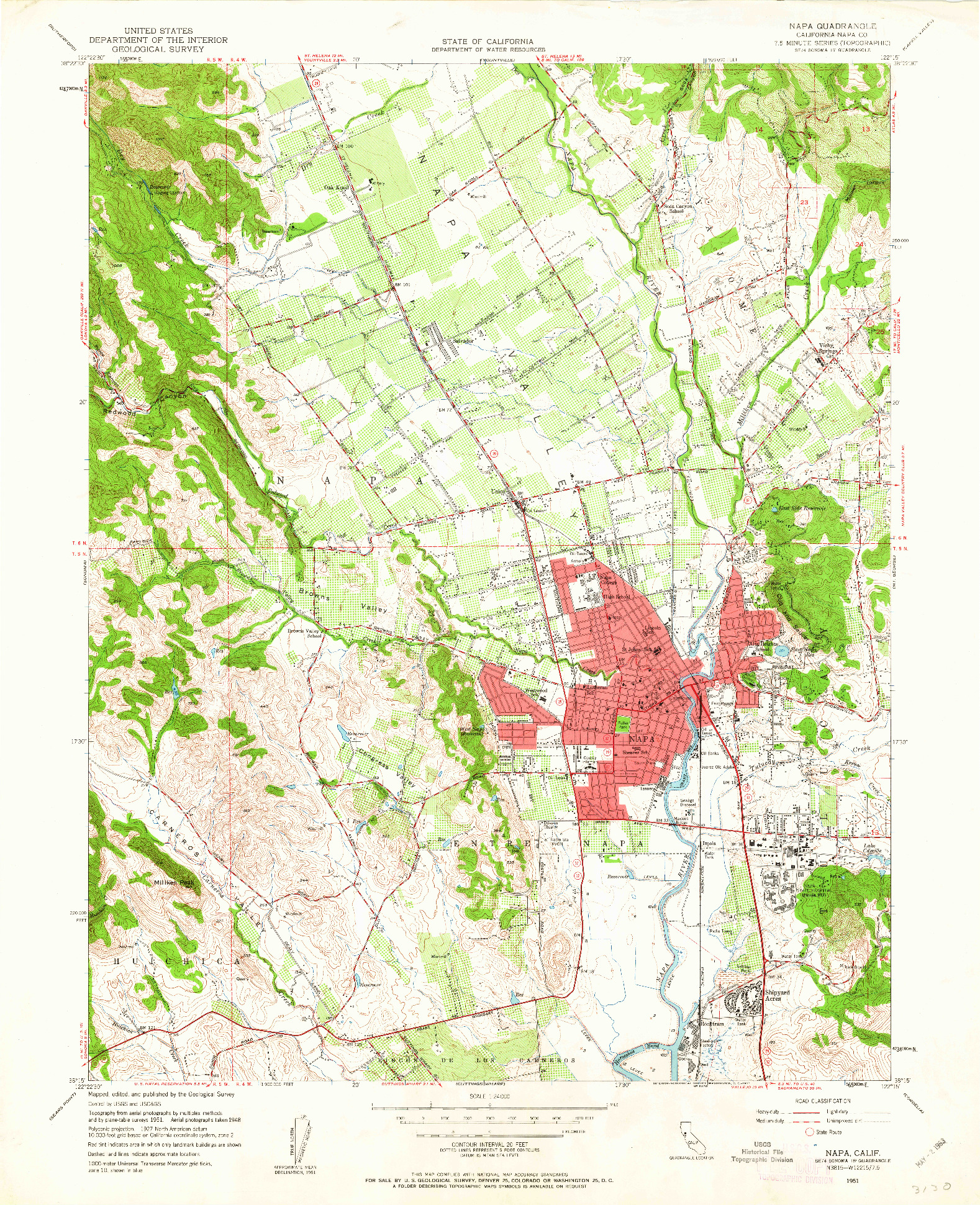 USGS 1:24000-SCALE QUADRANGLE FOR NAPA, CA 1951