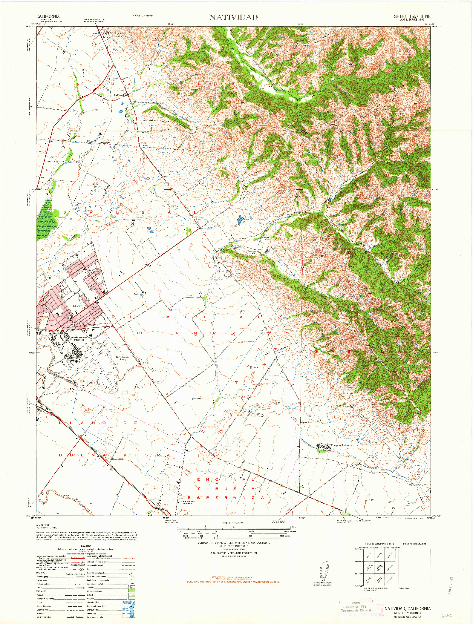 USGS 1:24000-SCALE QUADRANGLE FOR NATIVIDAD, CA 1947