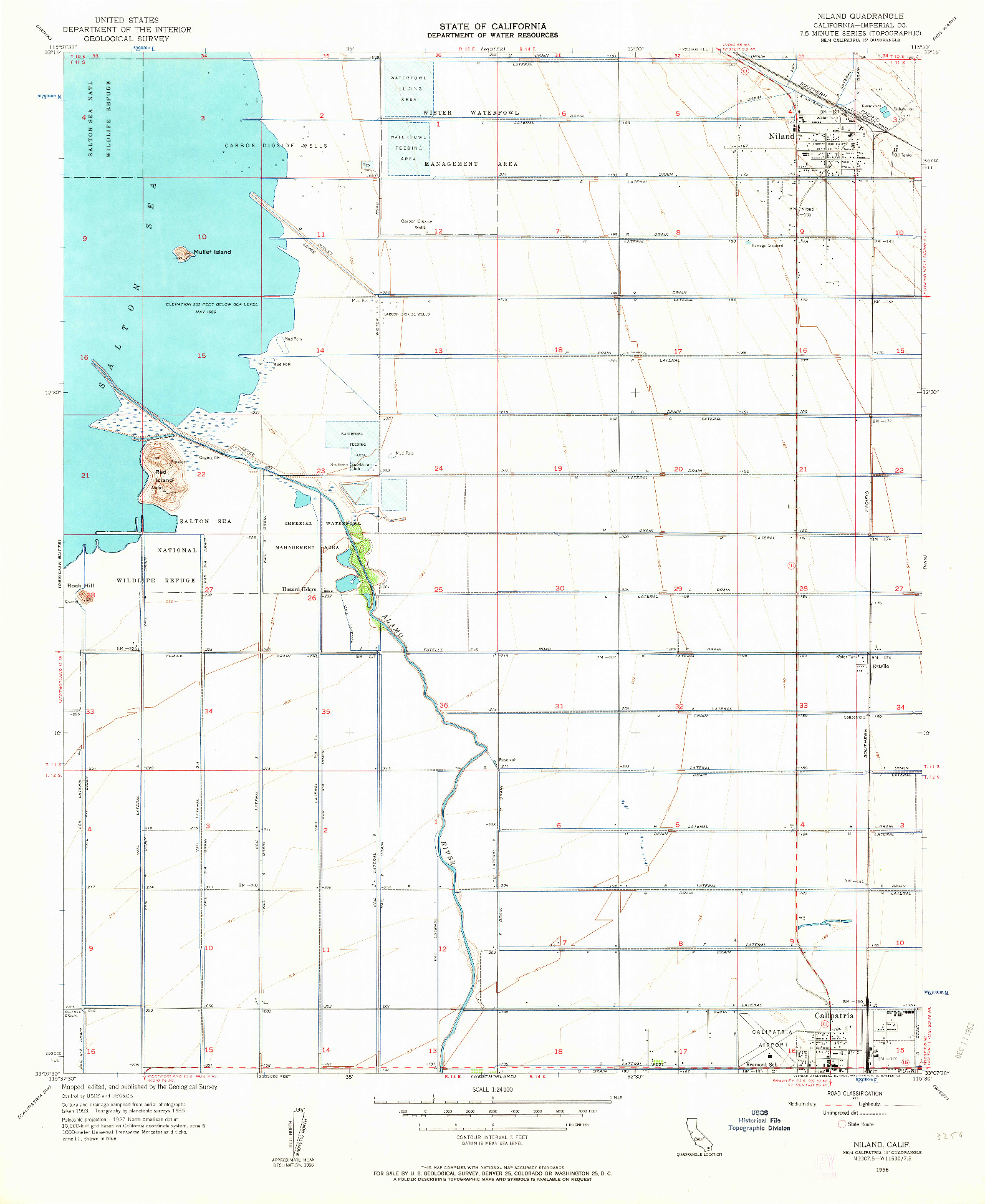 USGS 1:24000-SCALE QUADRANGLE FOR NILAND, CA 1956