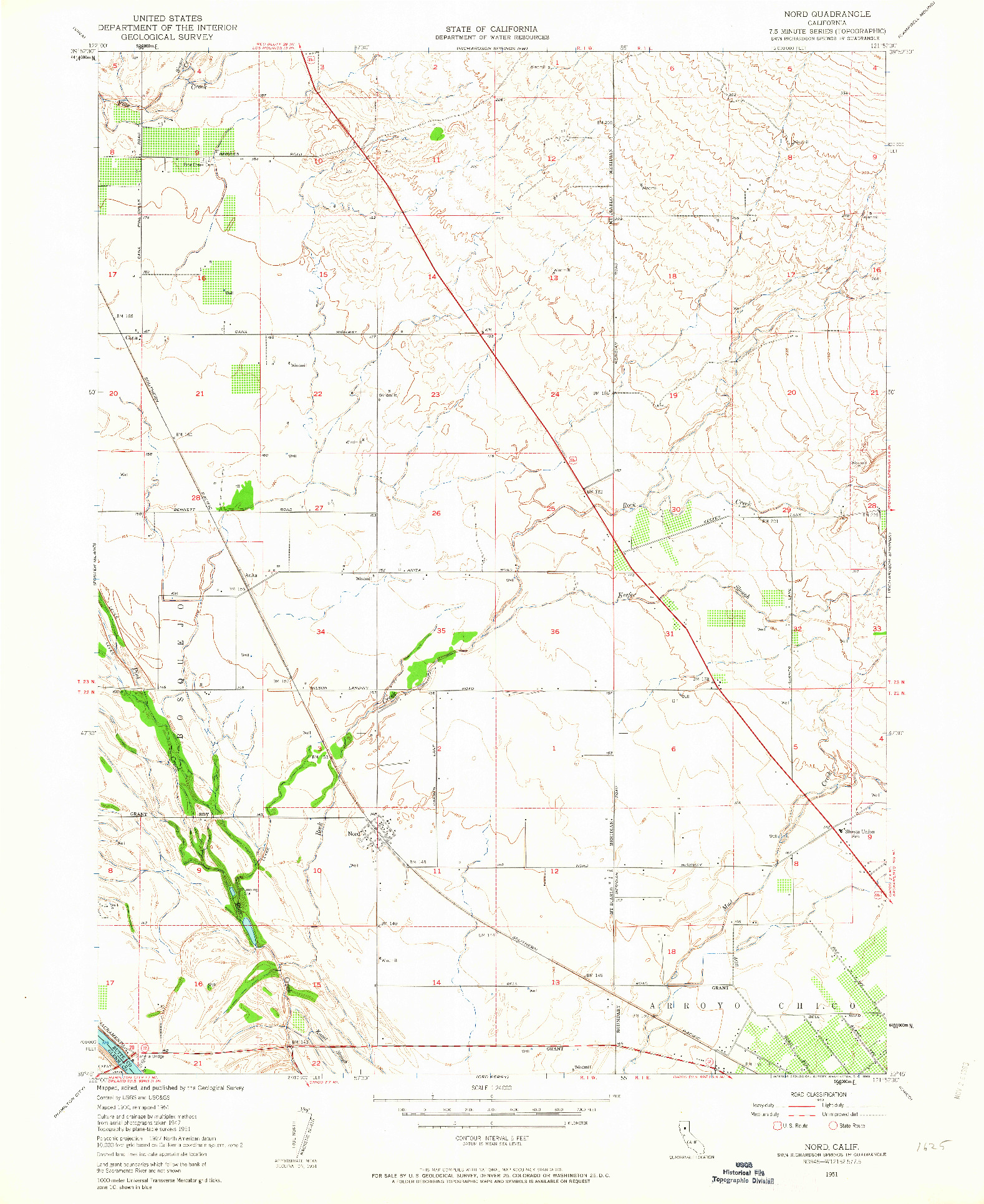 USGS 1:24000-SCALE QUADRANGLE FOR NORD, CA 1951