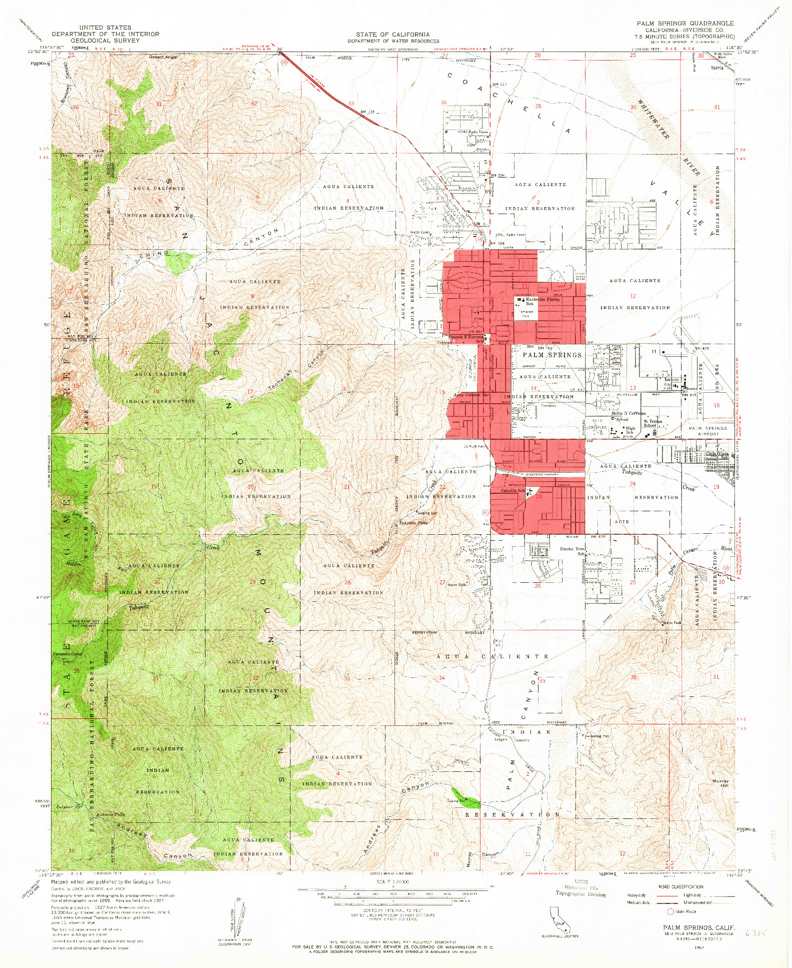 USGS 1:24000-SCALE QUADRANGLE FOR PALM SPRINGS, CA 1957