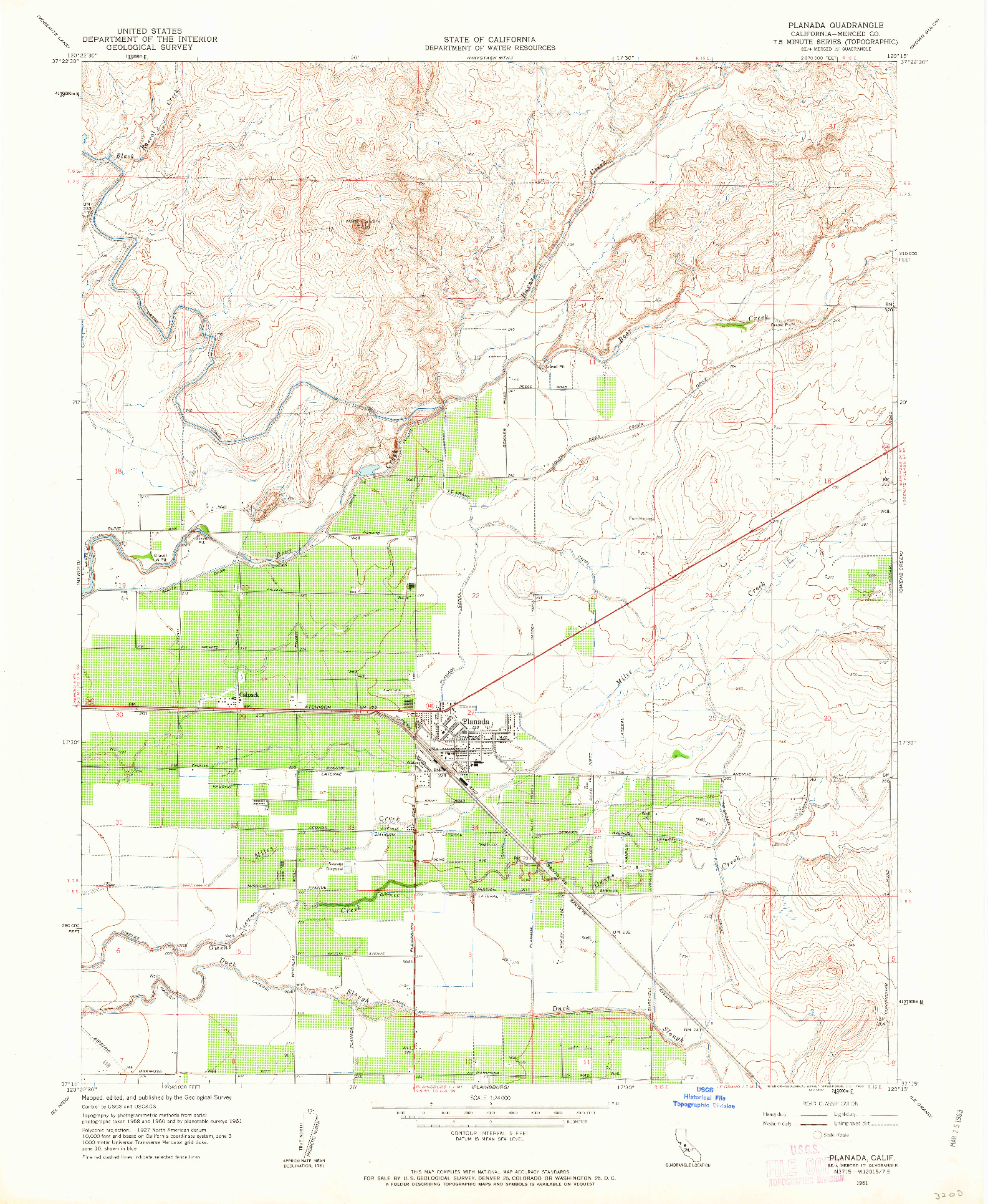 USGS 1:24000-SCALE QUADRANGLE FOR PLANADA, CA 1961