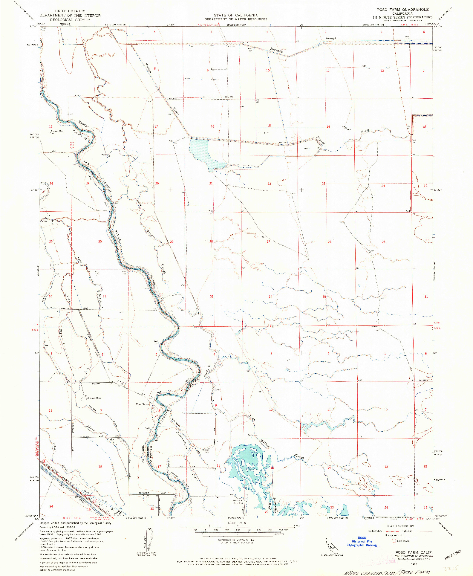 USGS 1:24000-SCALE QUADRANGLE FOR POSO FARM, CA 1962
