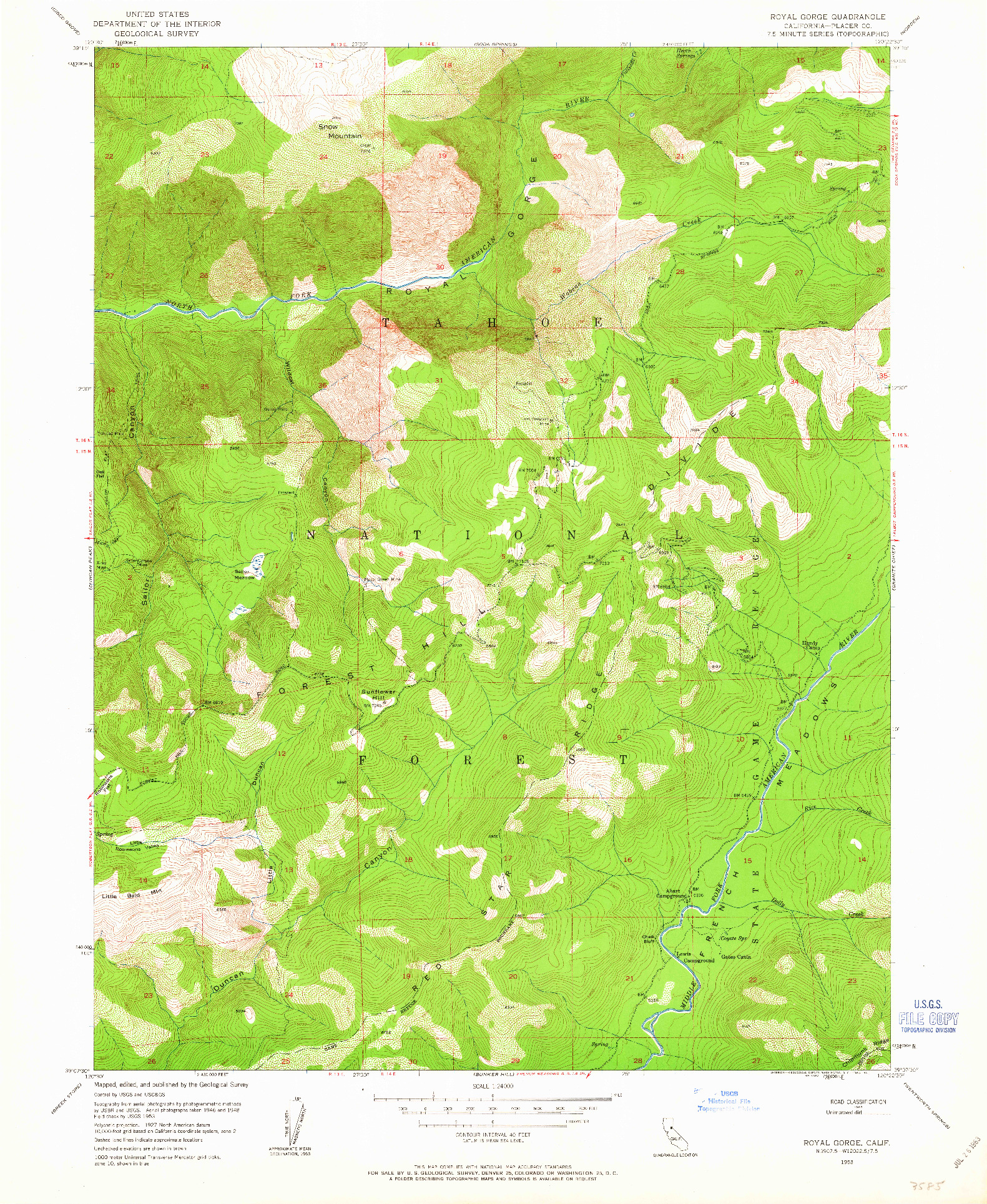 USGS 1:24000-SCALE QUADRANGLE FOR ROYAL GORGE, CA 1953