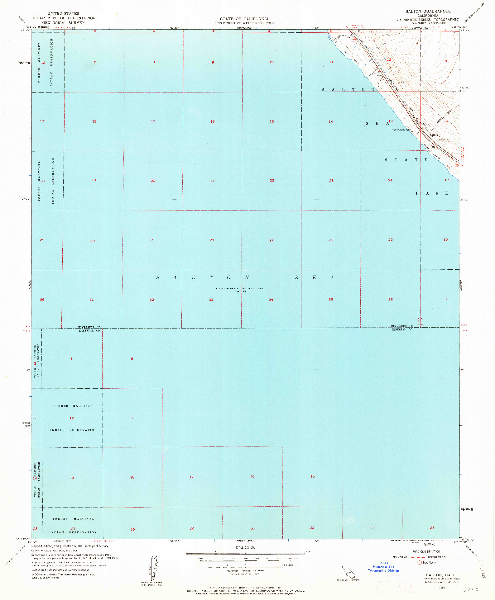 USGS 1:24000-SCALE QUADRANGLE FOR SALTON, CA 1956