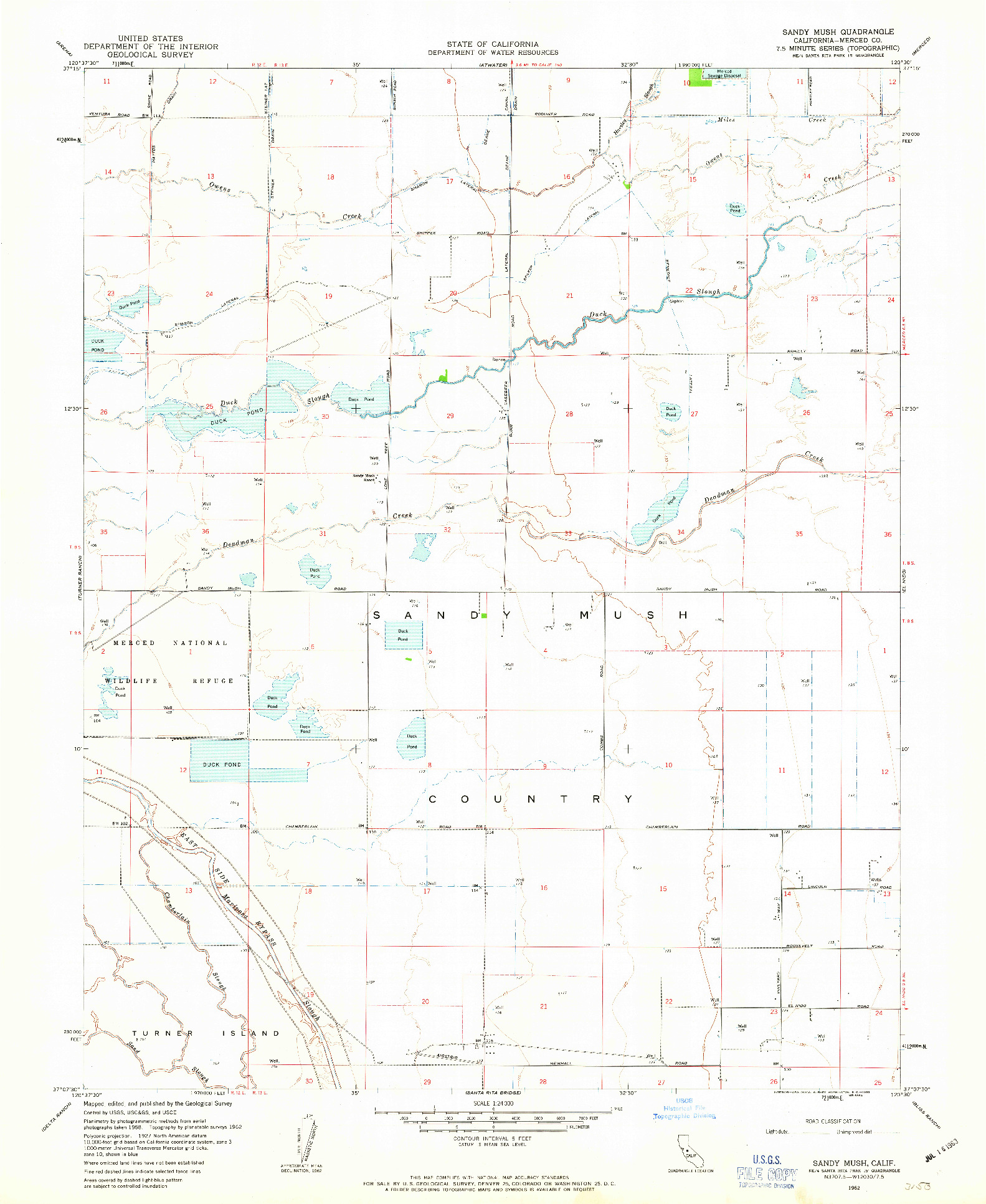 USGS 1:24000-SCALE QUADRANGLE FOR SANDY MUSH, CA 1962