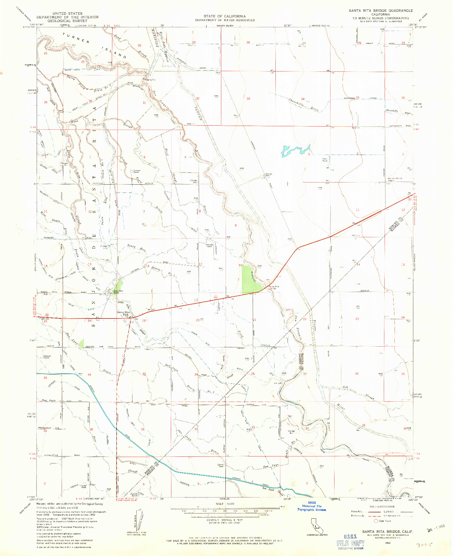 USGS 1:24000-SCALE QUADRANGLE FOR SANTA RITA BRIDGE, CA 1962