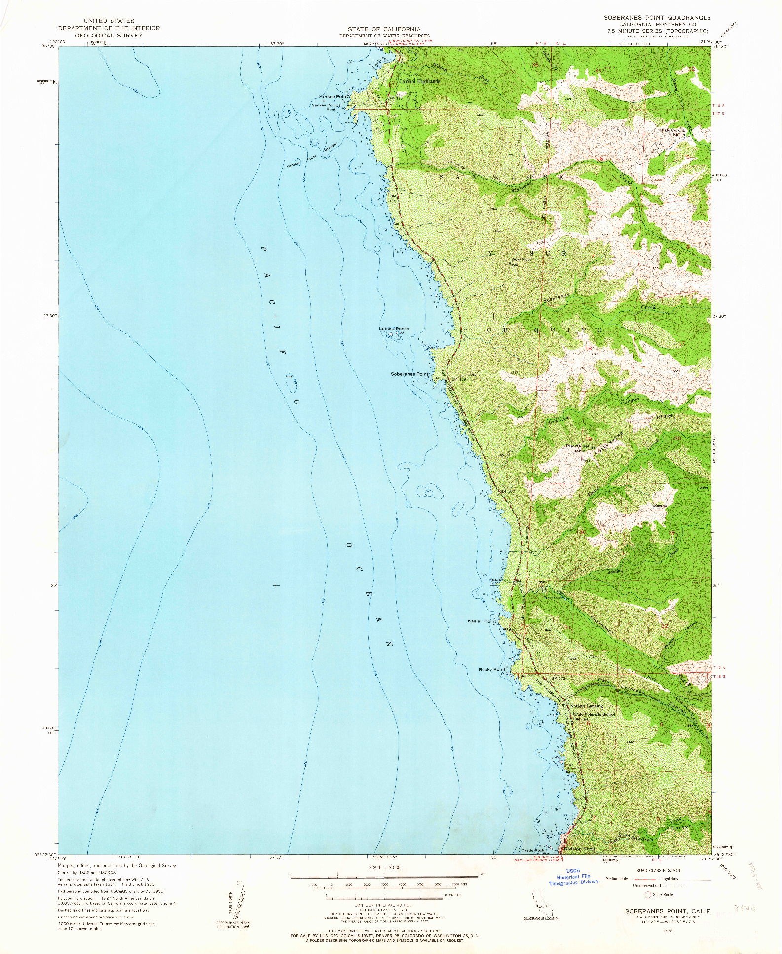 USGS 1:24000-SCALE QUADRANGLE FOR SOBERANES POINT, CA 1956