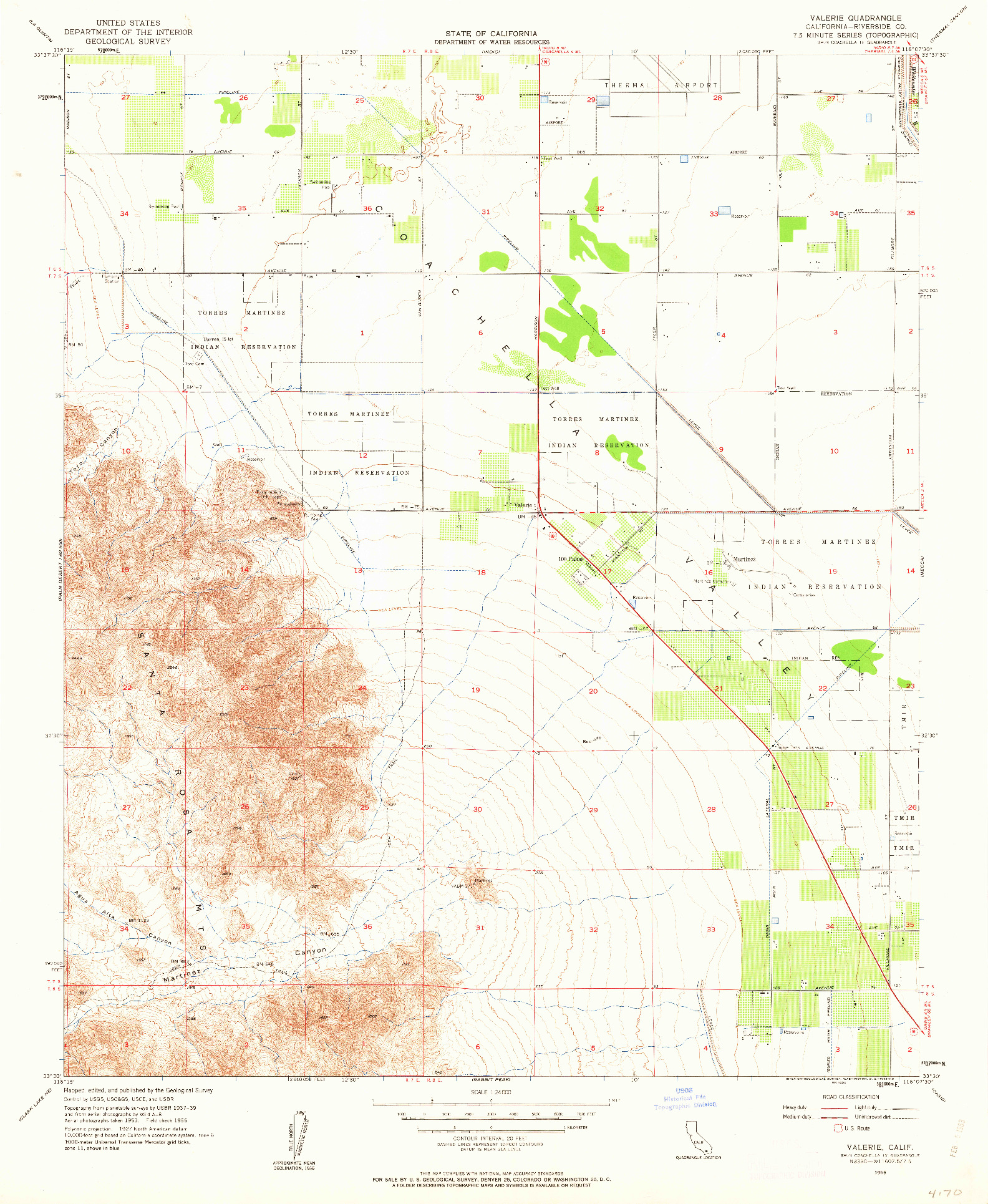 USGS 1:24000-SCALE QUADRANGLE FOR VALERIE, CA 1956