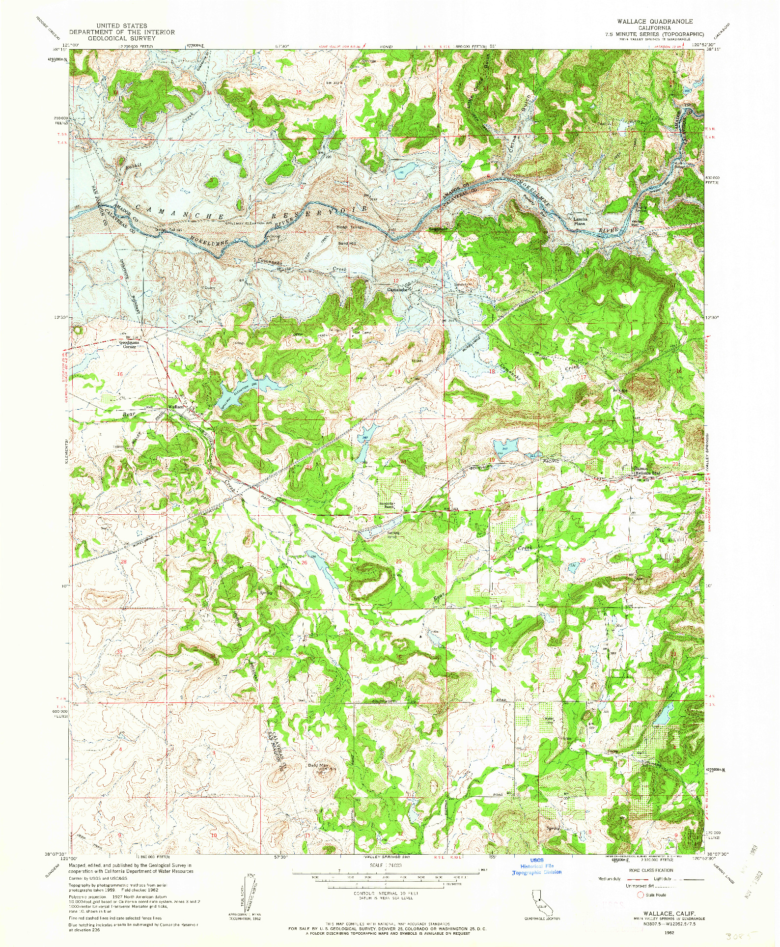 USGS 1:24000-SCALE QUADRANGLE FOR WALLACE, CA 1962