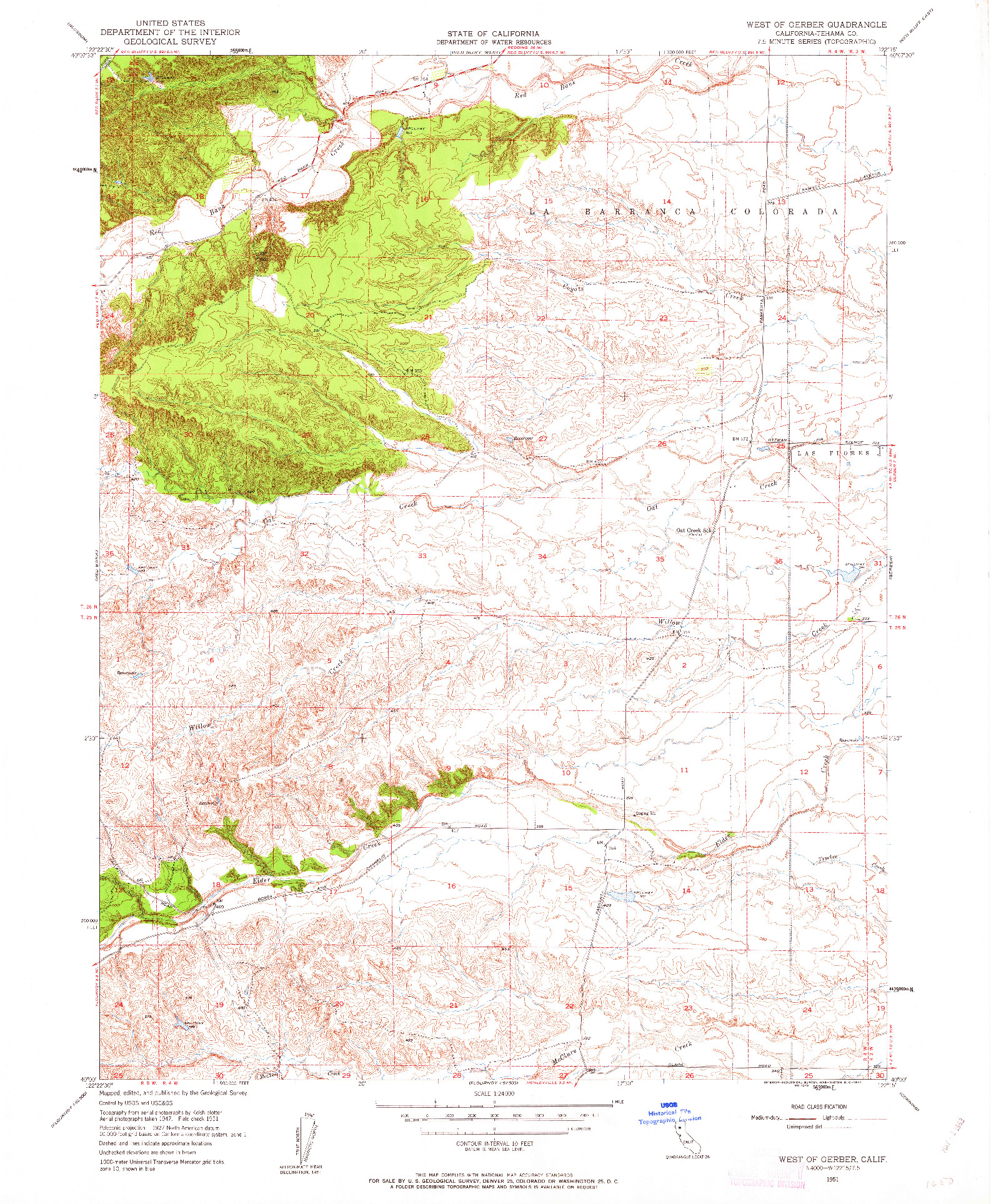 USGS 1:24000-SCALE QUADRANGLE FOR WEST OF GERBER, CA 1951