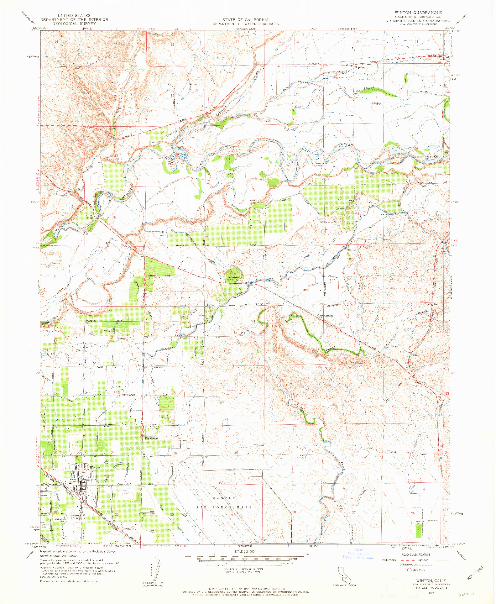 USGS 1:24000-SCALE QUADRANGLE FOR WINTON, CA 1961