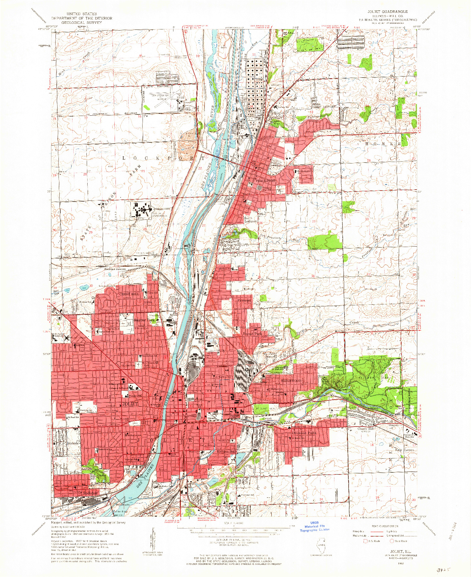 USGS 1:24000-SCALE QUADRANGLE FOR JOLIET, IL 1962