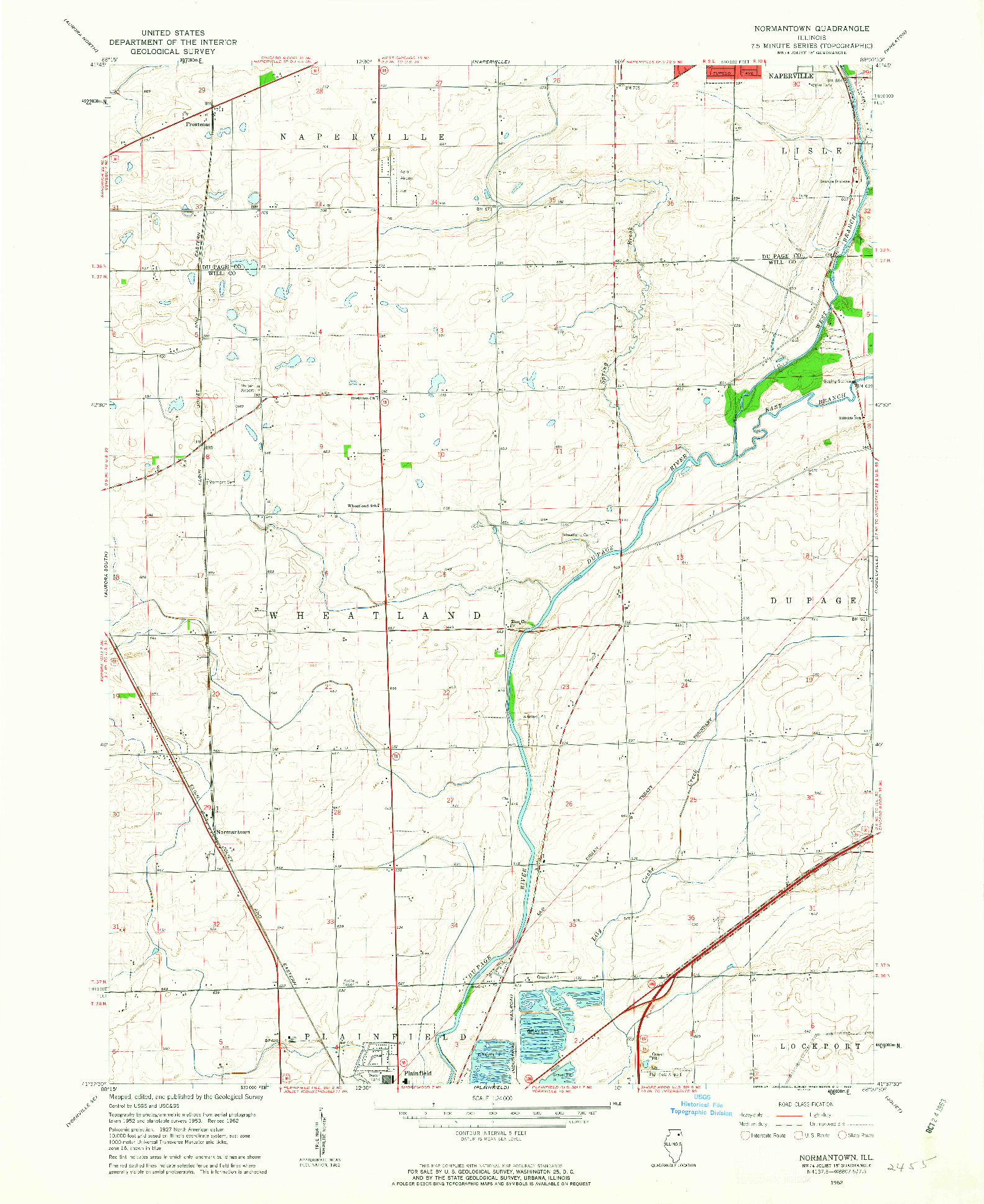 USGS 1:24000-SCALE QUADRANGLE FOR NORMANTOWN, IL 1962