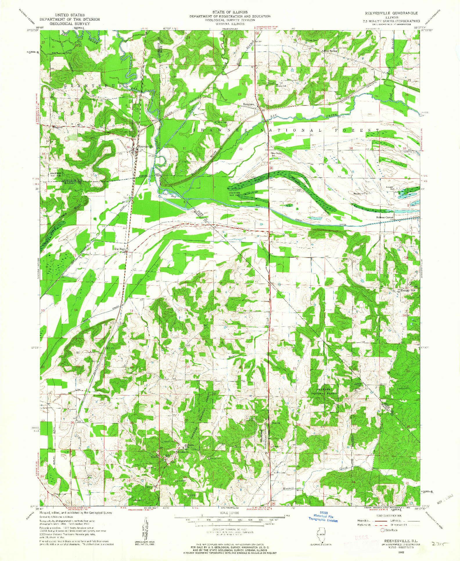 USGS 1:24000-SCALE QUADRANGLE FOR REEVESVILLE, IL 1962