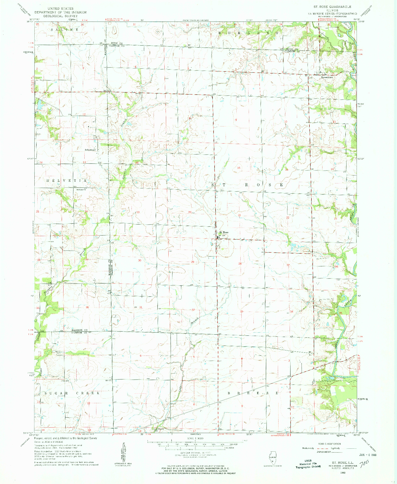 USGS 1:24000-SCALE QUADRANGLE FOR ST. ROSE, IL 1962