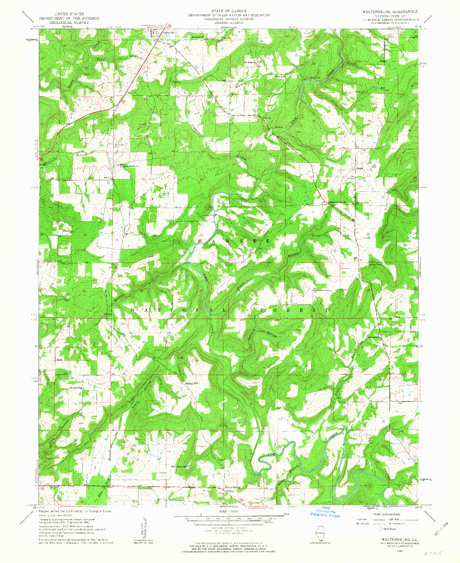 USGS 1:24000-SCALE QUADRANGLE FOR WALTERSBURG, IL 1962