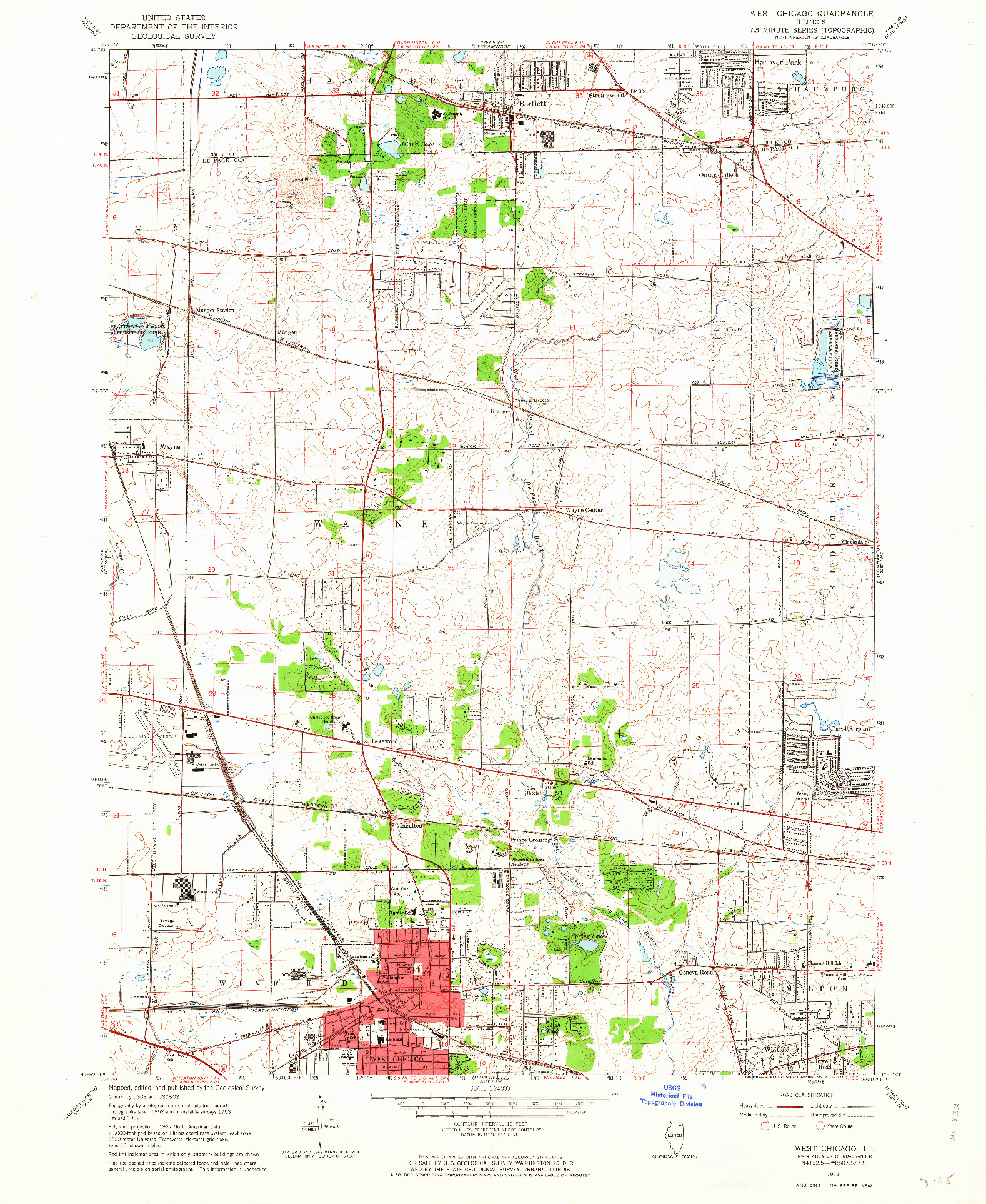 USGS 1:24000-SCALE QUADRANGLE FOR WEST CHICAGO, IL 1962