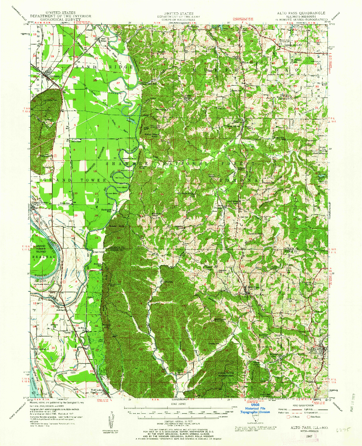 USGS 1:62500-SCALE QUADRANGLE FOR ALTO PASS, IL 1947