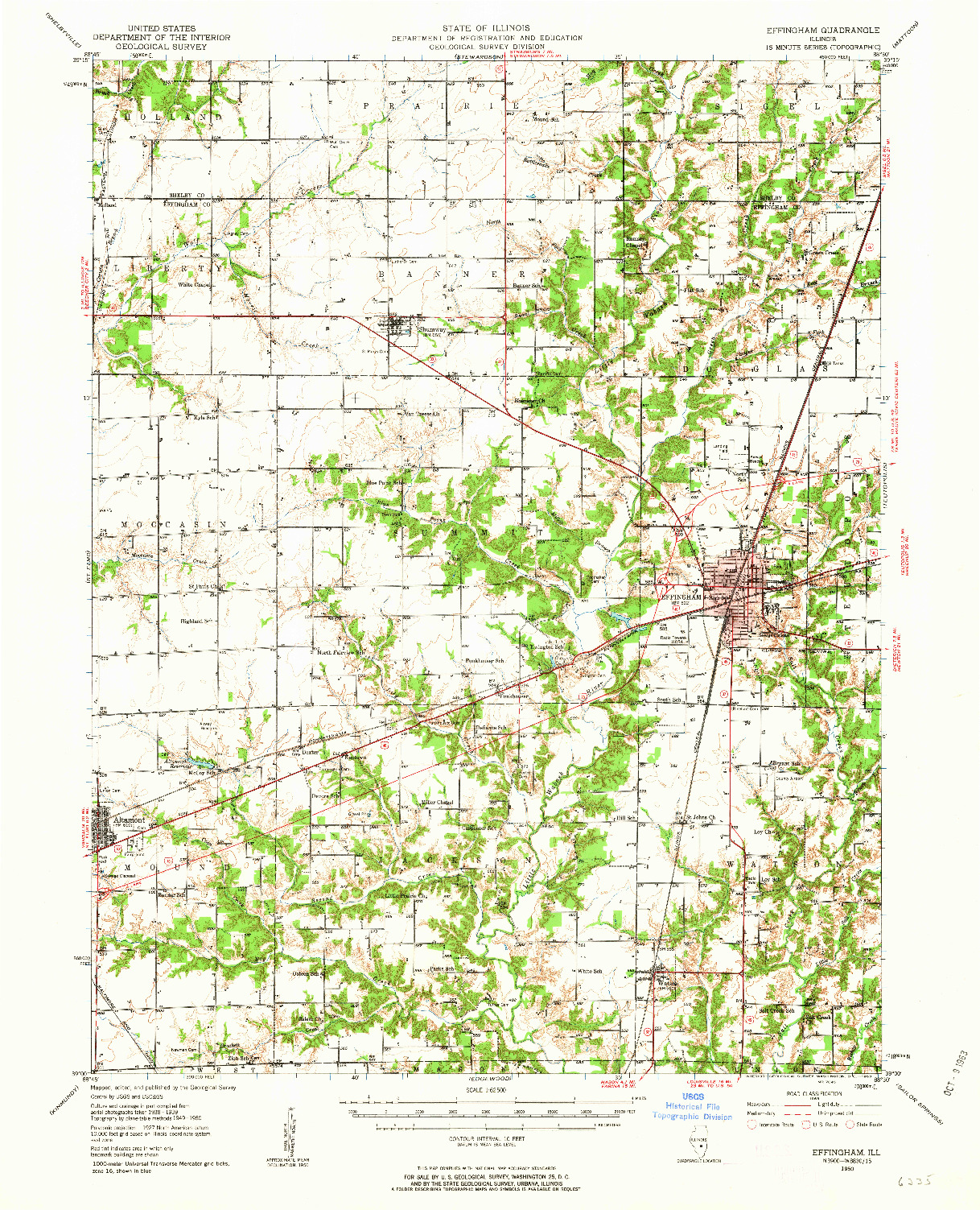 USGS 1:62500-SCALE QUADRANGLE FOR EFFINGHAM, IL 1950