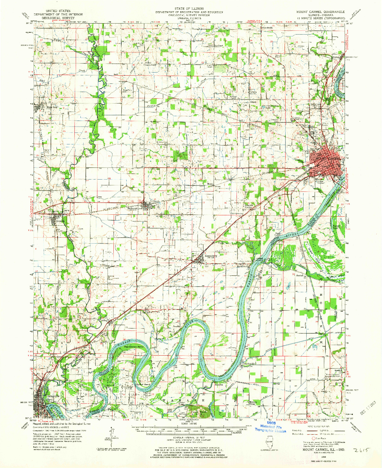 USGS 1:62500-SCALE QUADRANGLE FOR MOUNT CARMEL, IL 1959