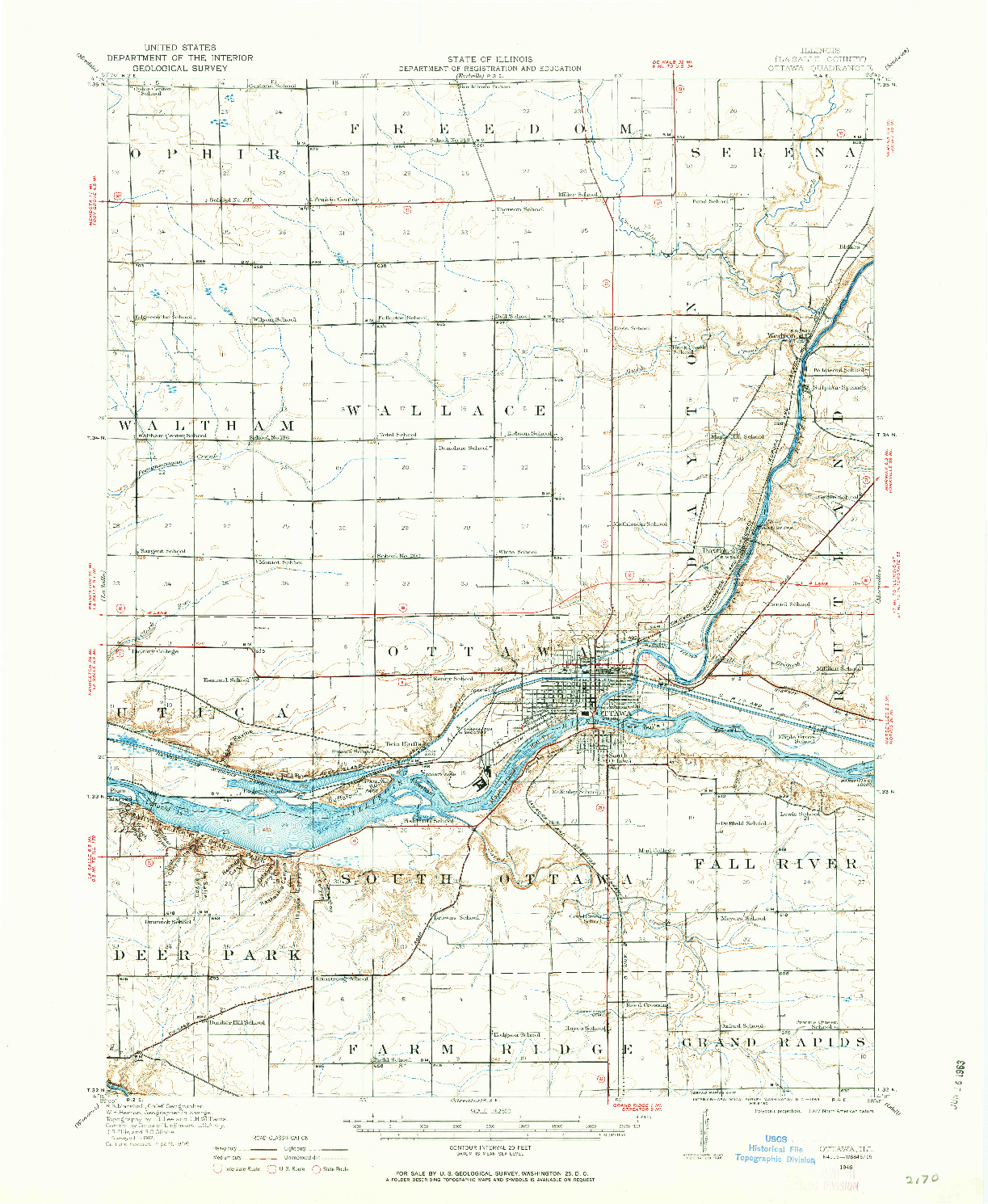 USGS 1:62500-SCALE QUADRANGLE FOR OTTAWA, IL 1946