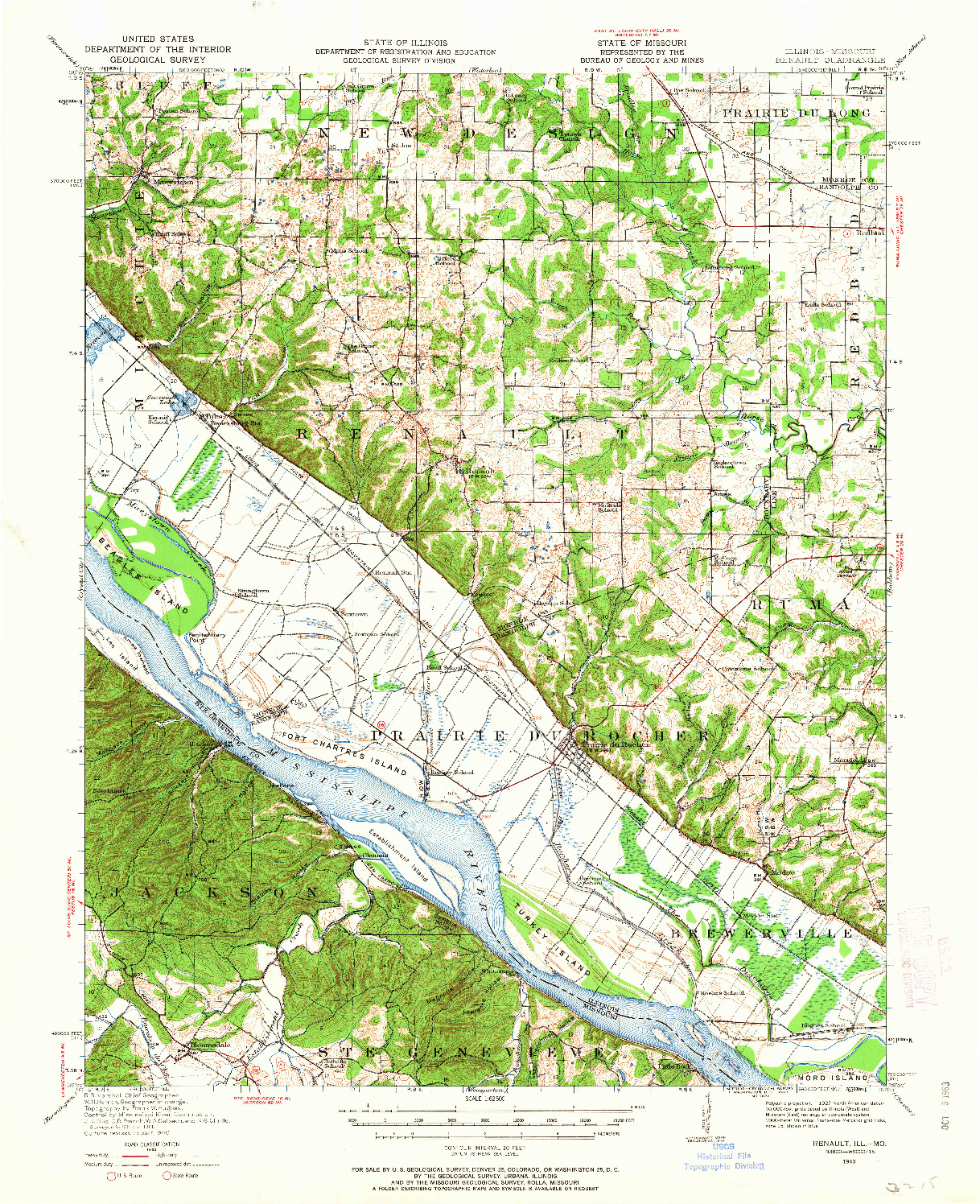 USGS 1:62500-SCALE QUADRANGLE FOR RENAULT, IL 1940