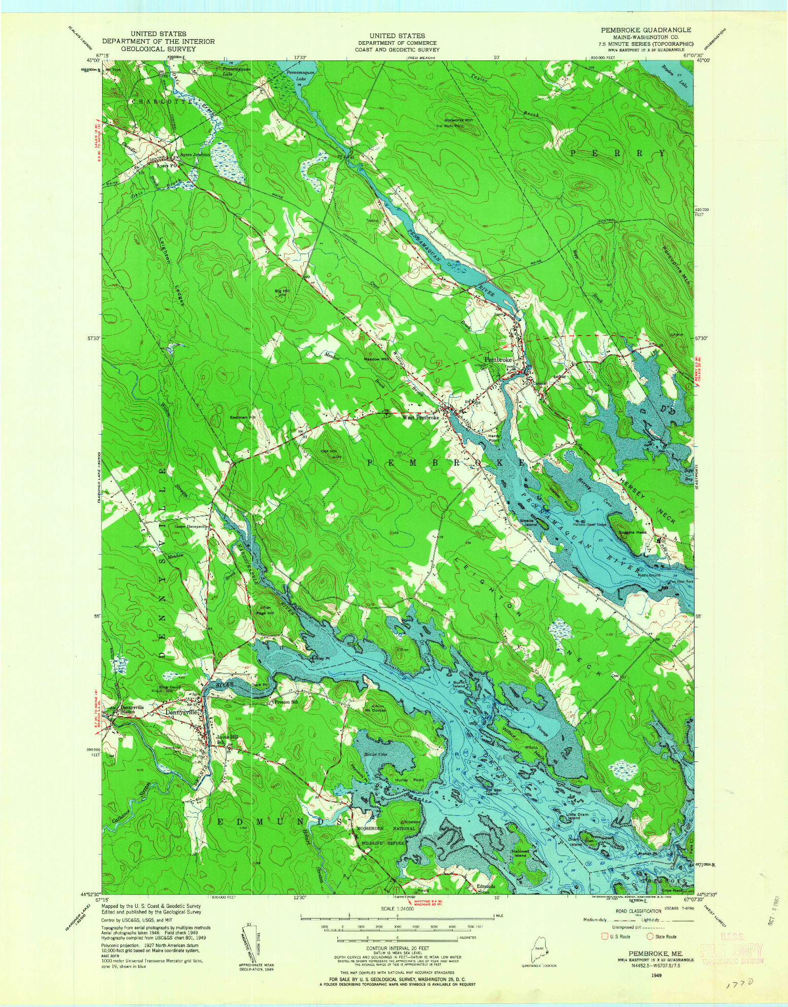 USGS 1:24000-SCALE QUADRANGLE FOR PEMBROKE, ME 1949