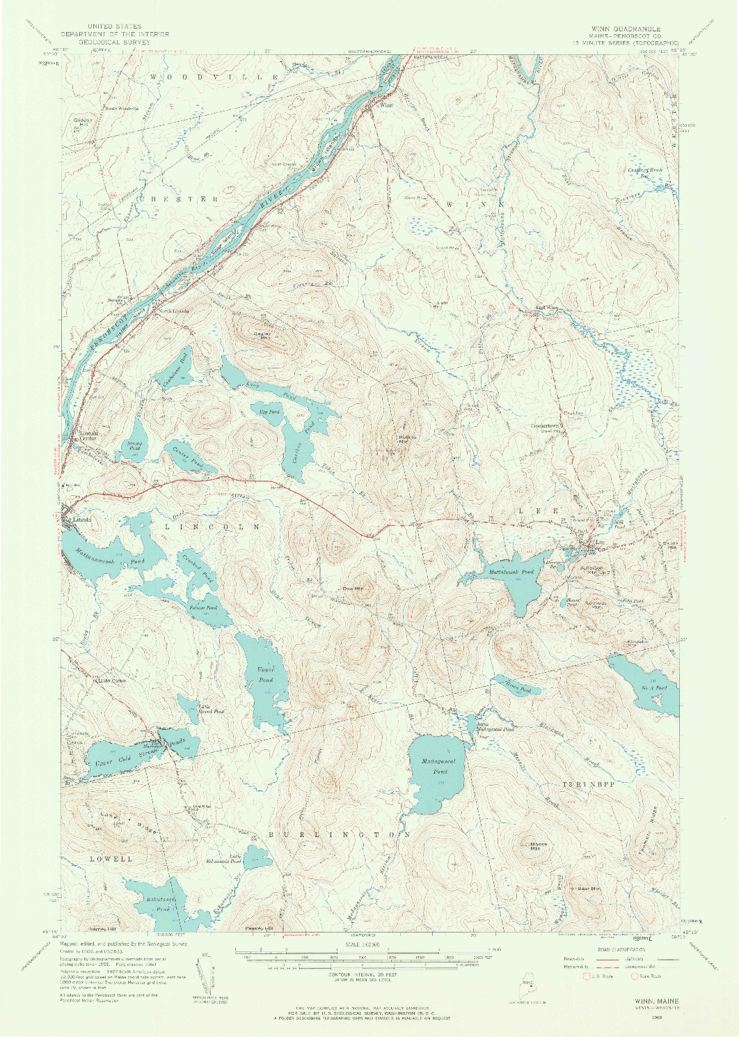 USGS 1:62500-SCALE QUADRANGLE FOR WINN, ME 1960