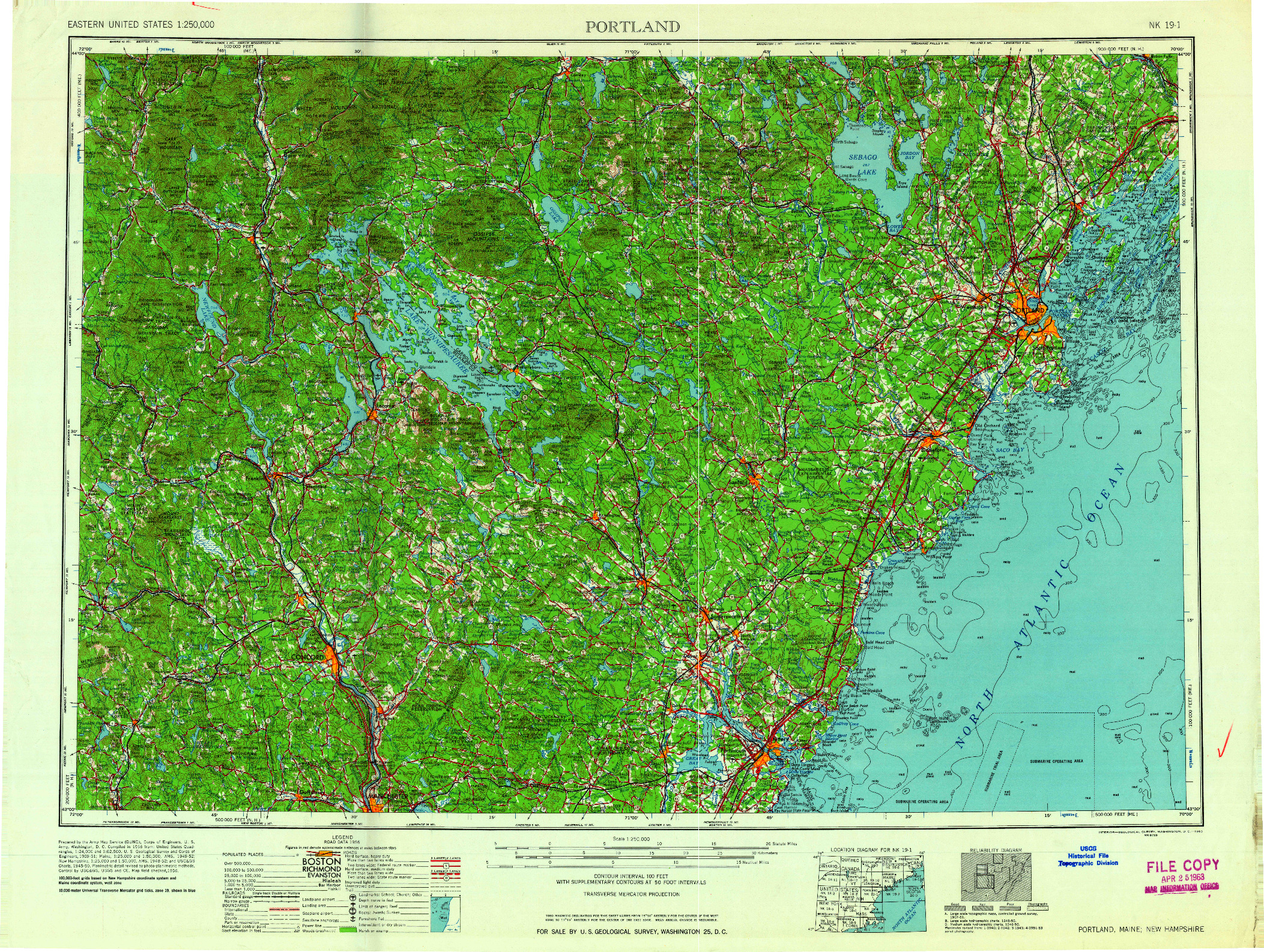 USGS 1:250000-SCALE QUADRANGLE FOR PORTLAND, ME 1956