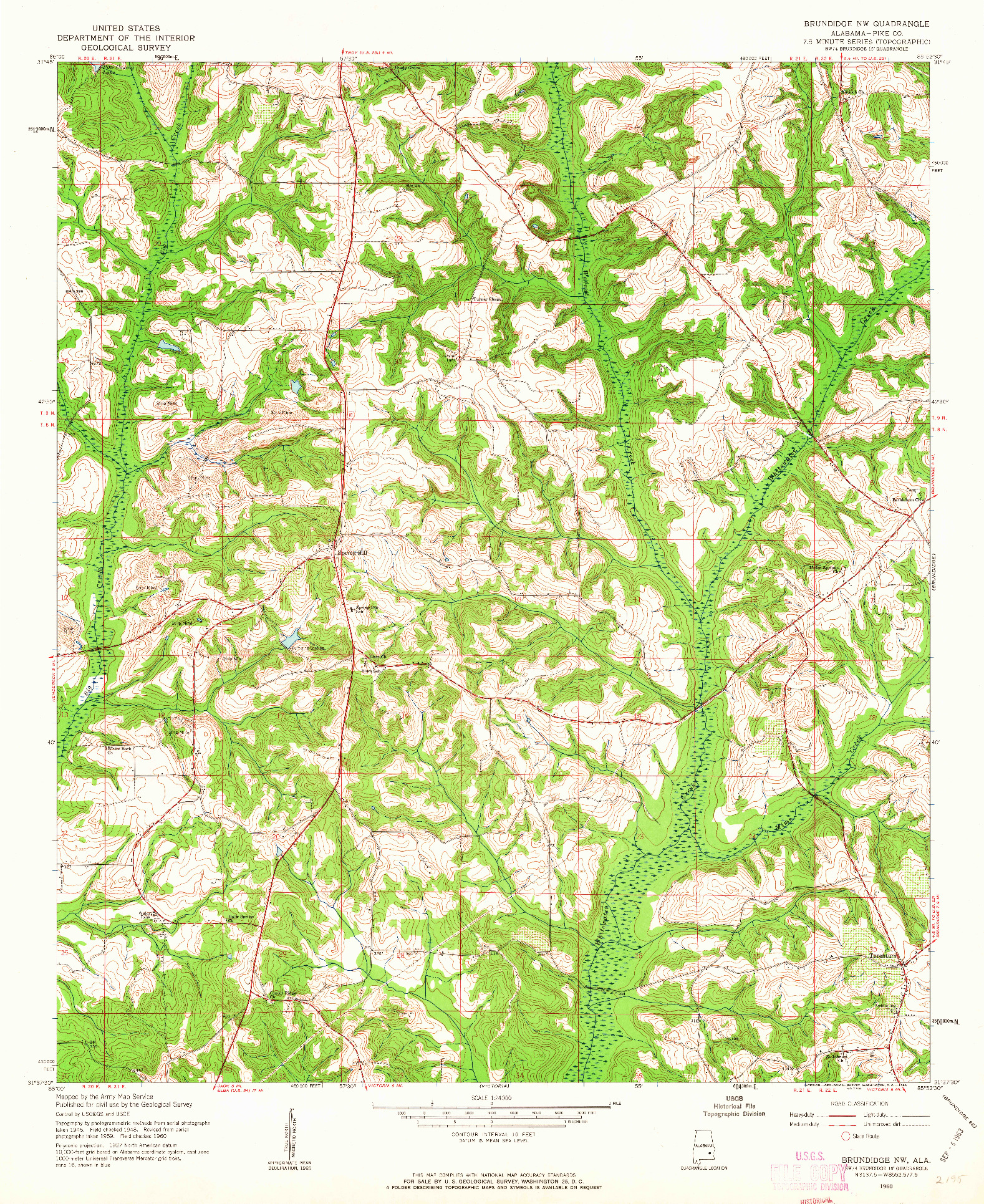 USGS 1:24000-SCALE QUADRANGLE FOR BRUNDIDGE NW, AL 1960