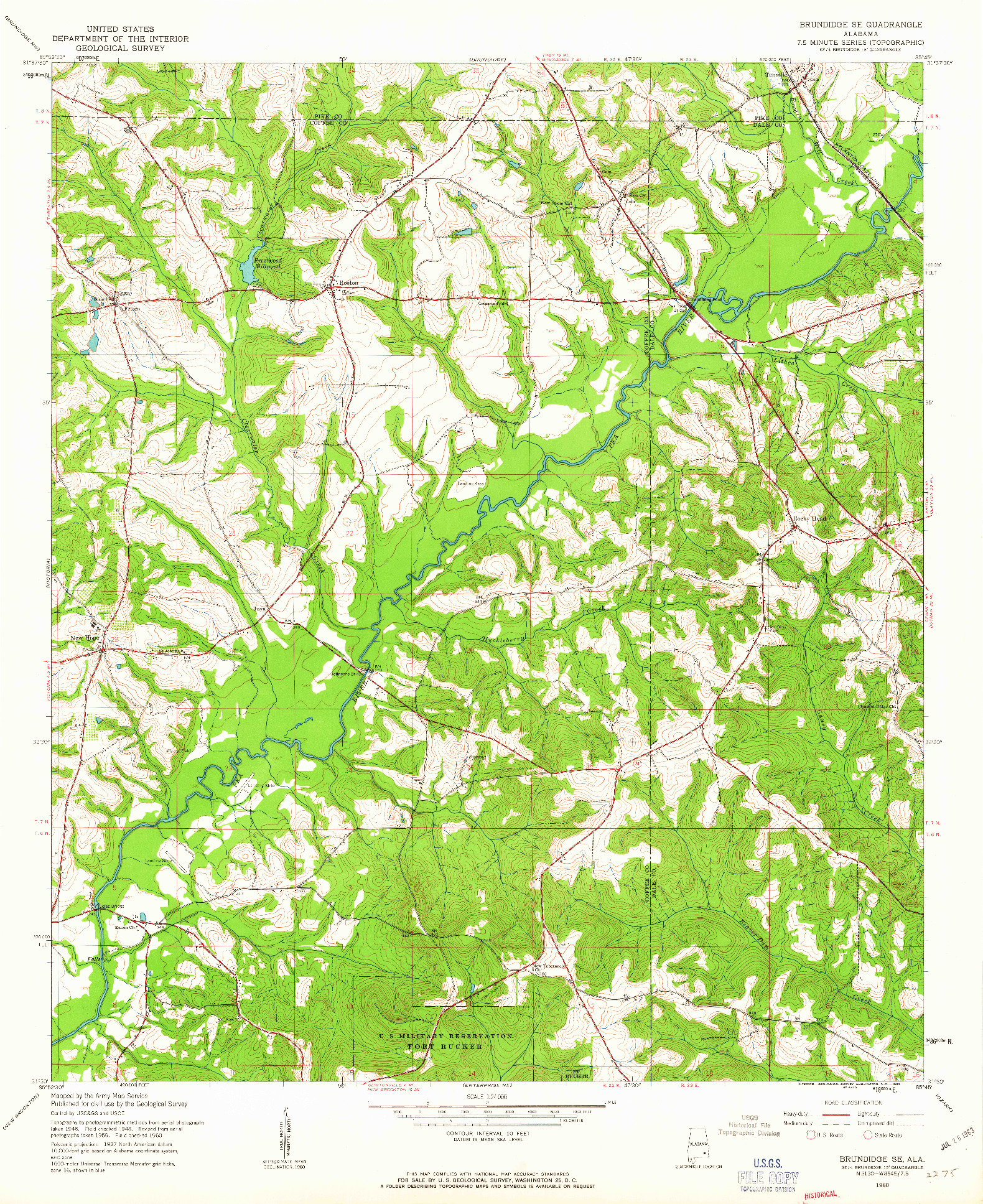 USGS 1:24000-SCALE QUADRANGLE FOR BRUNDIDGE SE, AL 1960