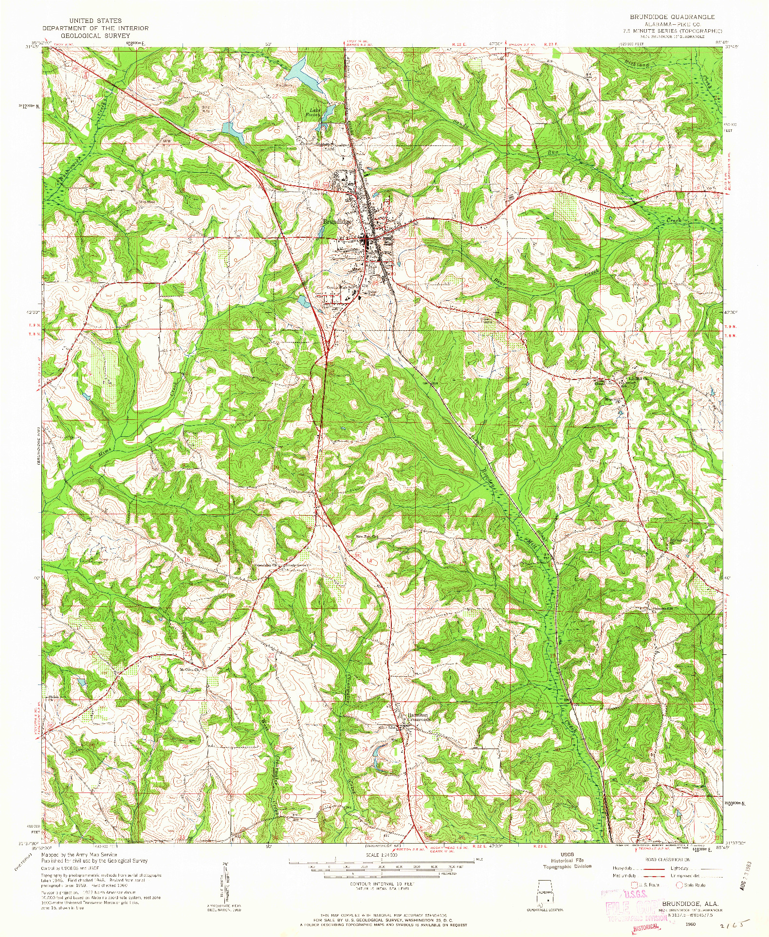 USGS 1:24000-SCALE QUADRANGLE FOR BRUNDIDGE, AL 1960