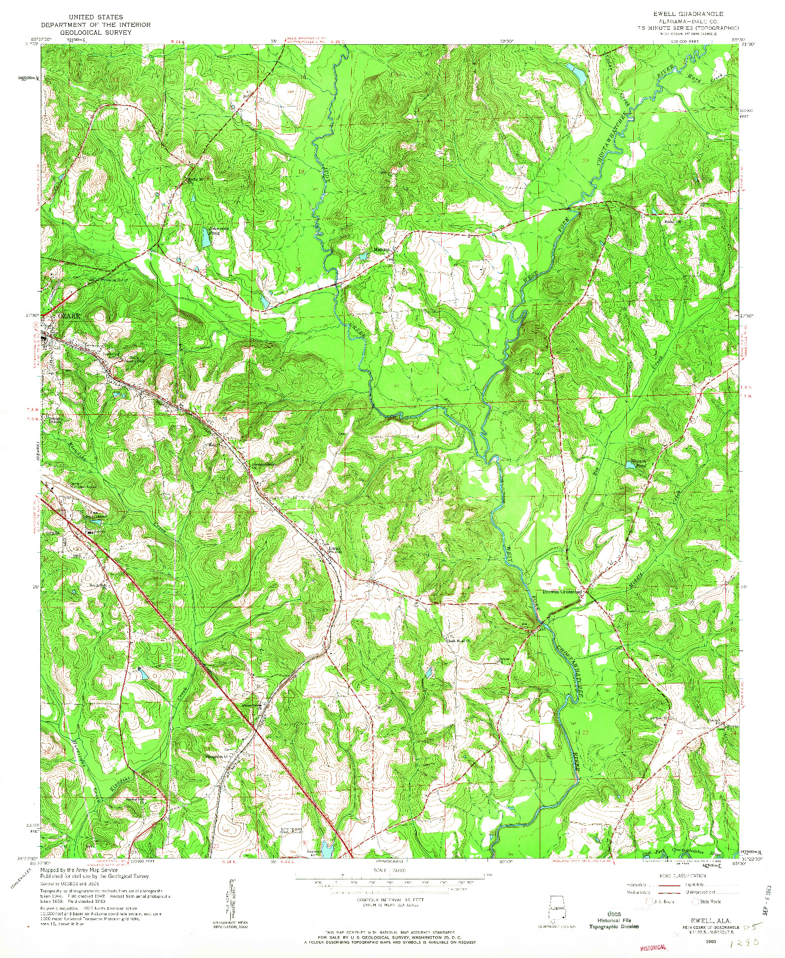 USGS 1:24000-SCALE QUADRANGLE FOR EWELL, AL 1960