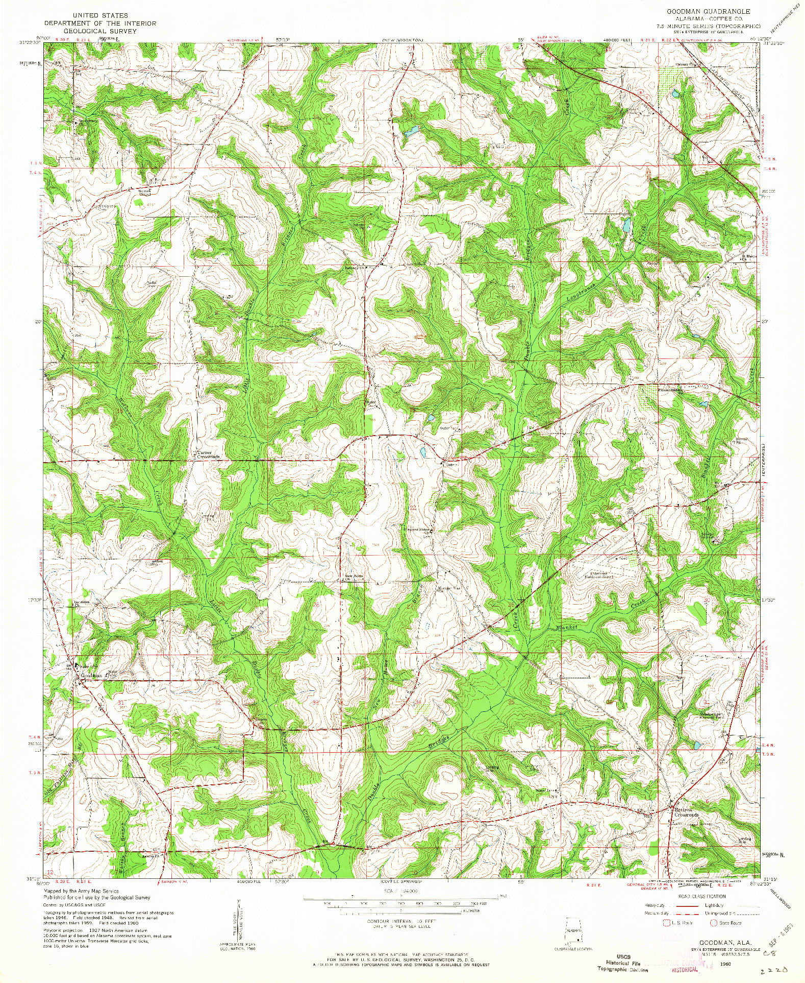 USGS 1:24000-SCALE QUADRANGLE FOR GOODMAN, AL 1960