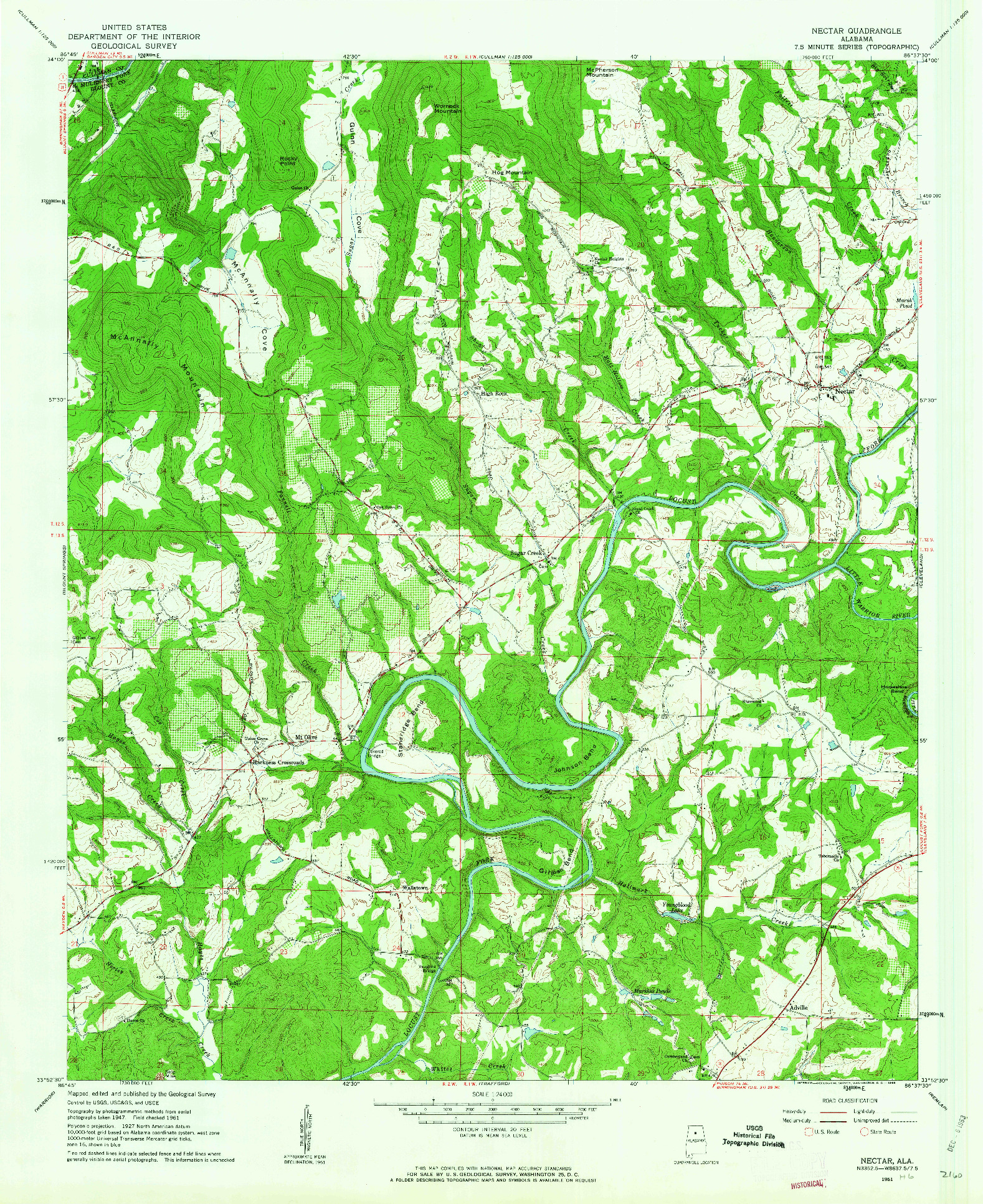 USGS 1:24000-SCALE QUADRANGLE FOR NECTAR, AL 1961