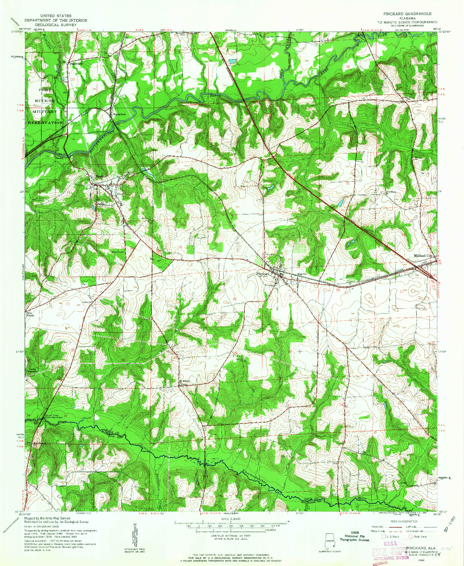 USGS 1:24000-SCALE QUADRANGLE FOR PINCKARD, AL 1960