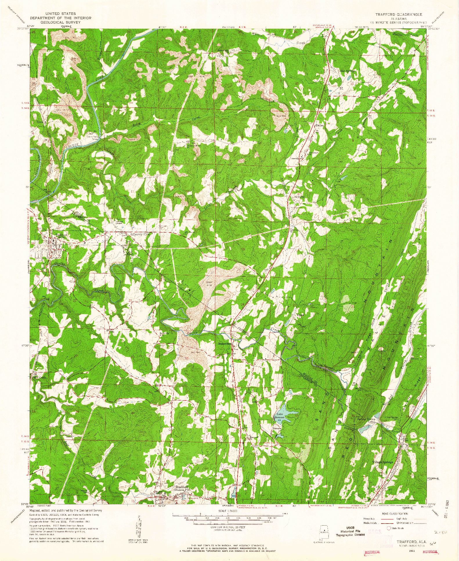 USGS 1:24000-SCALE QUADRANGLE FOR TRAFFORD, AL 1961