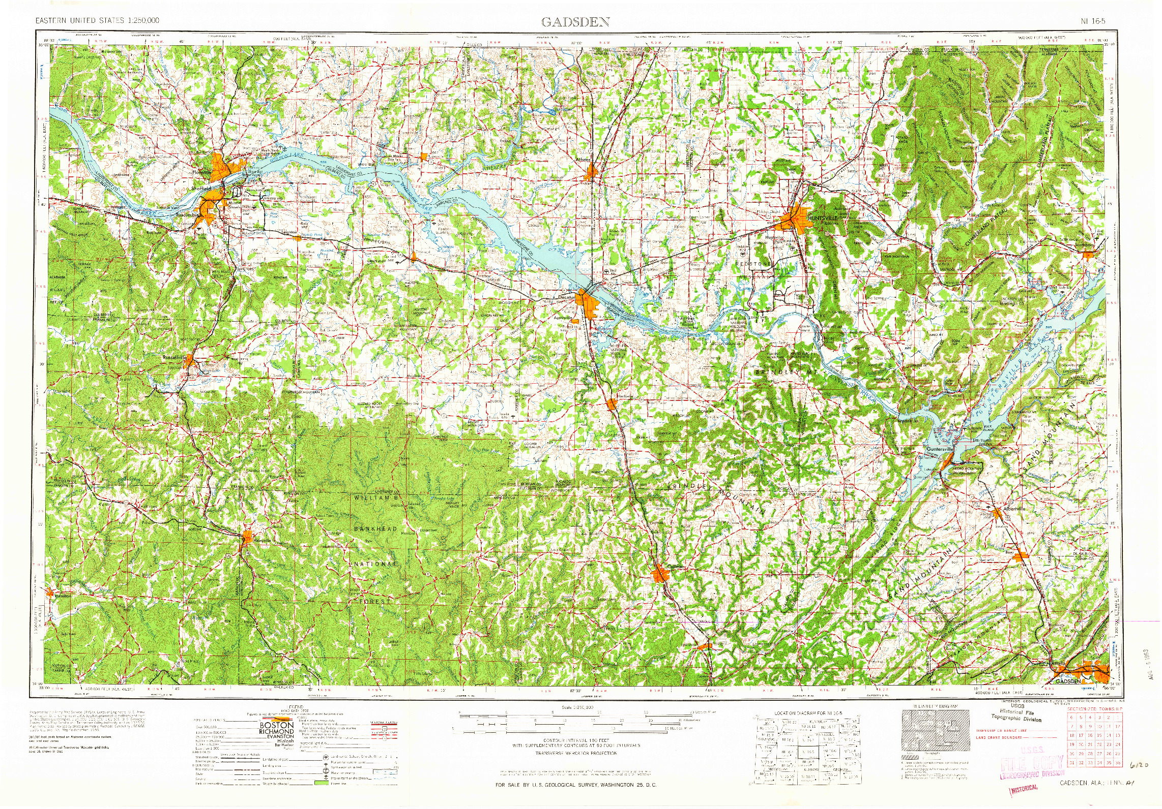 USGS 1:250000-SCALE QUADRANGLE FOR GADSDEN, AL 1963