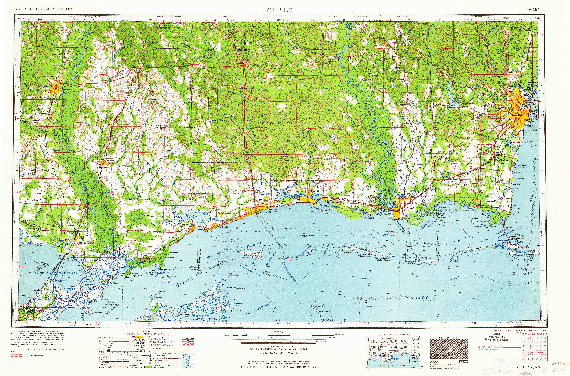 USGS 1:250000-SCALE QUADRANGLE FOR MOBILE, AL 1963