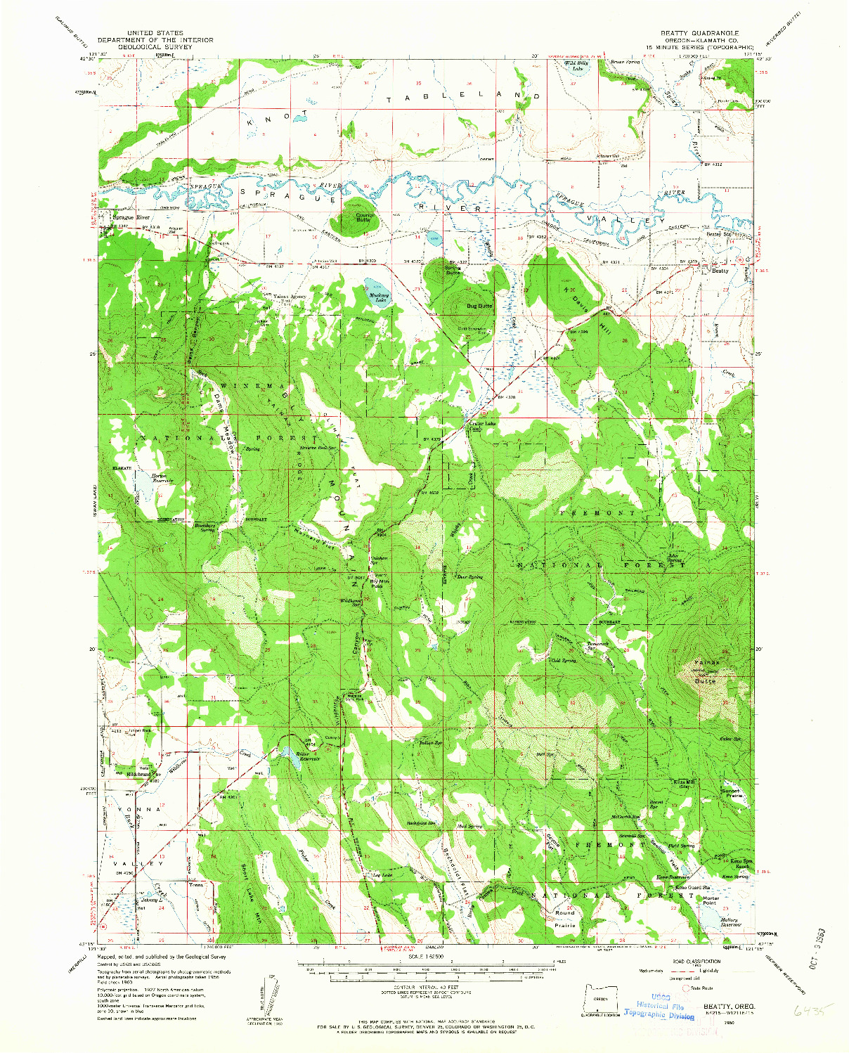 USGS 1:62500-SCALE QUADRANGLE FOR BEATTY, OR 1960