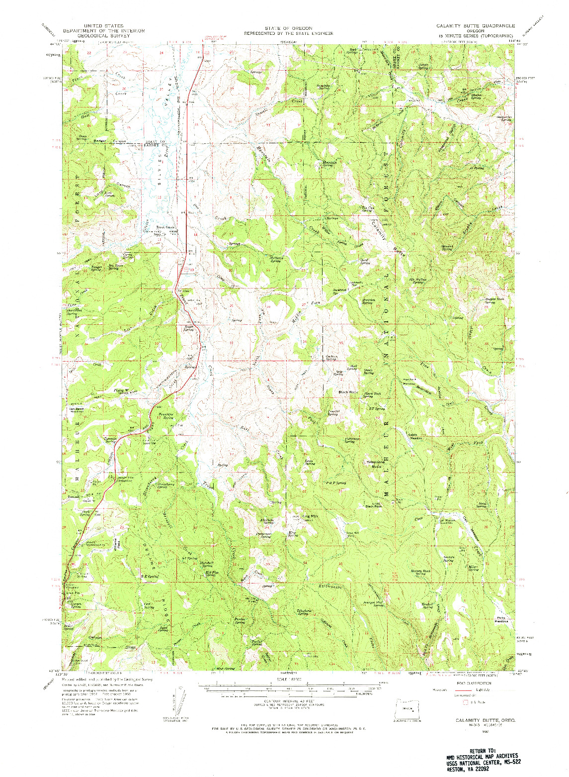 USGS 1:62500-SCALE QUADRANGLE FOR CALAMITY BUTTE, OR 1961