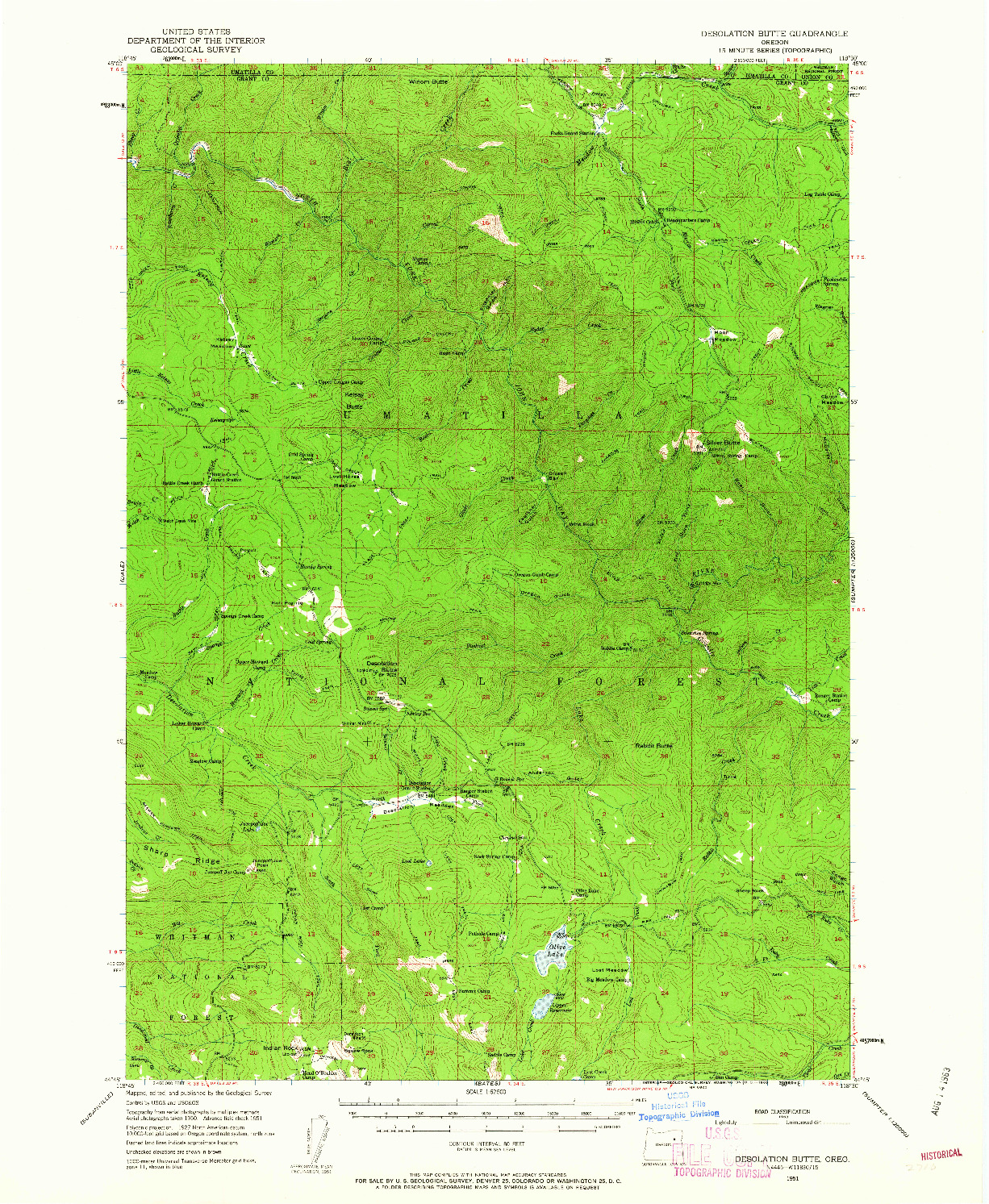 USGS 1:62500-SCALE QUADRANGLE FOR DESOLATION BUTTE, OR 1951