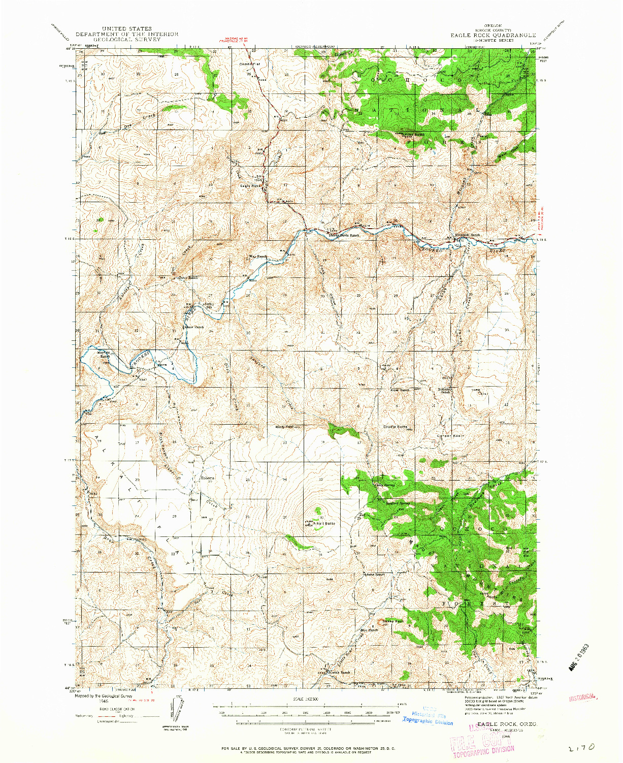 USGS 1:62500-SCALE QUADRANGLE FOR EAGLE ROCK, OR 1946