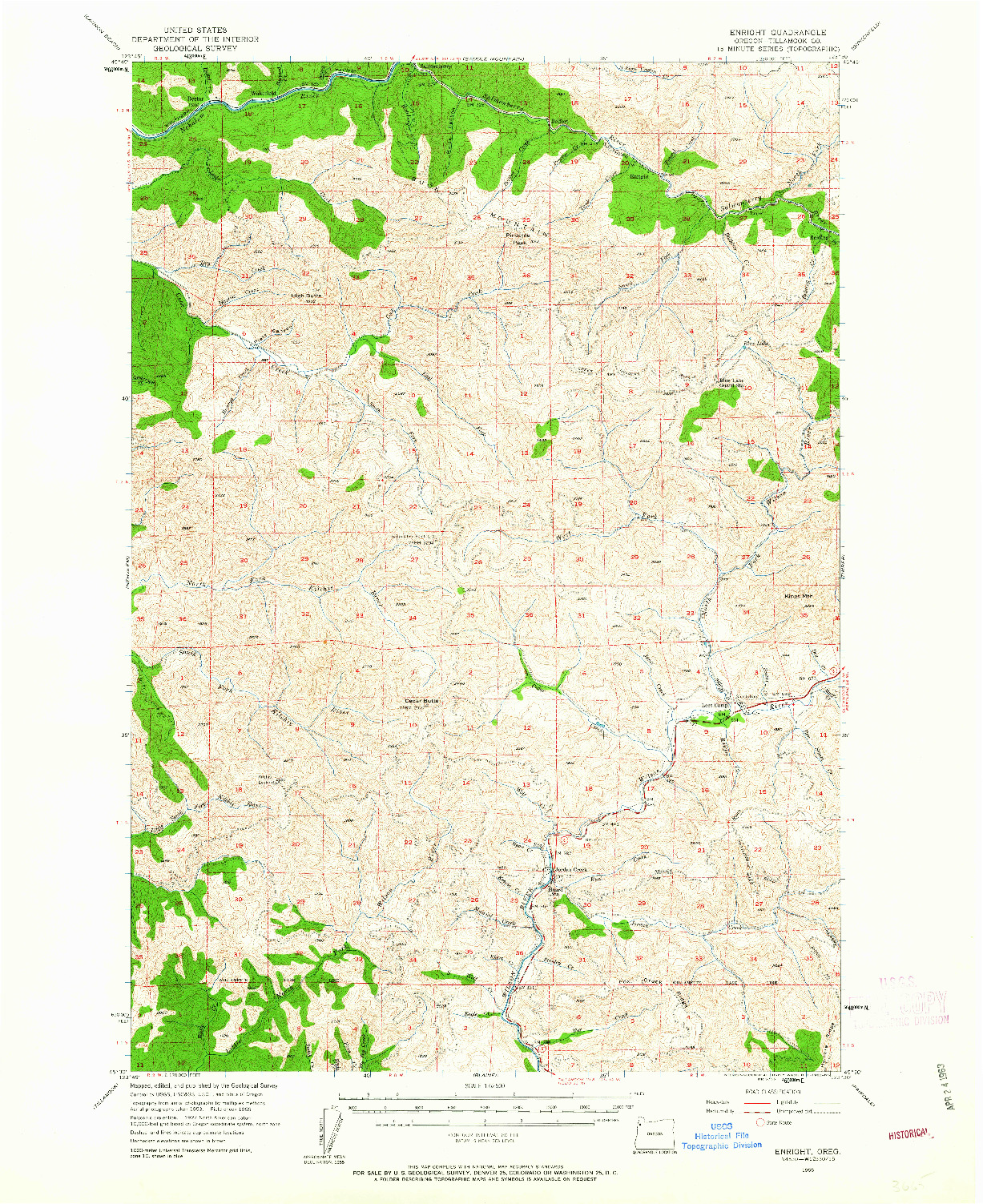 USGS 1:62500-SCALE QUADRANGLE FOR ENRIGHT, OR 1955