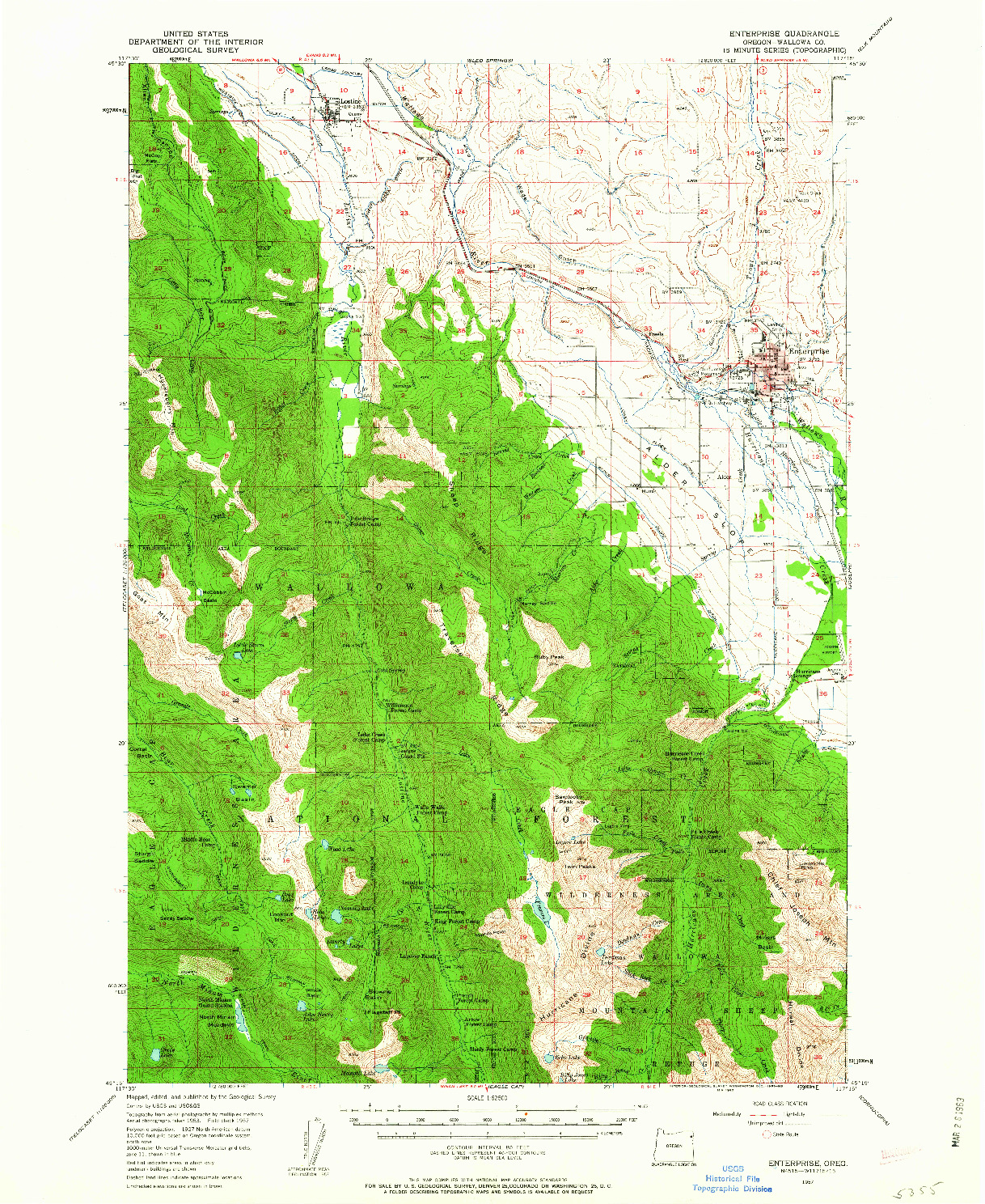 USGS 1:62500-SCALE QUADRANGLE FOR ENTERPRISE, OR 1957